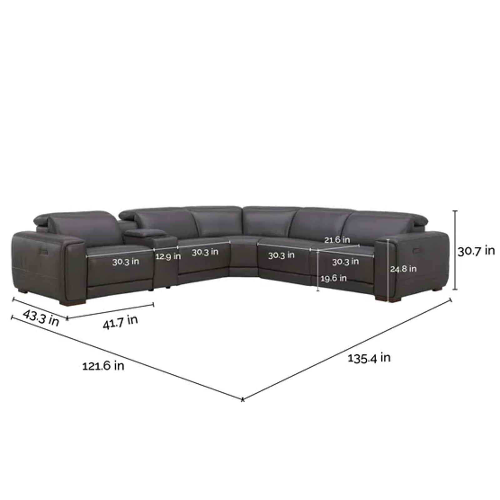 Karson Leather Power Reclining Sectional with Power Headrests