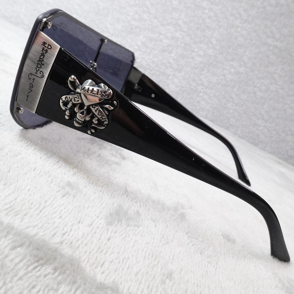 Ed Hardy Fatal Attraction Shield Sunglasses Skull Crossbones Y2K UV400 NEW