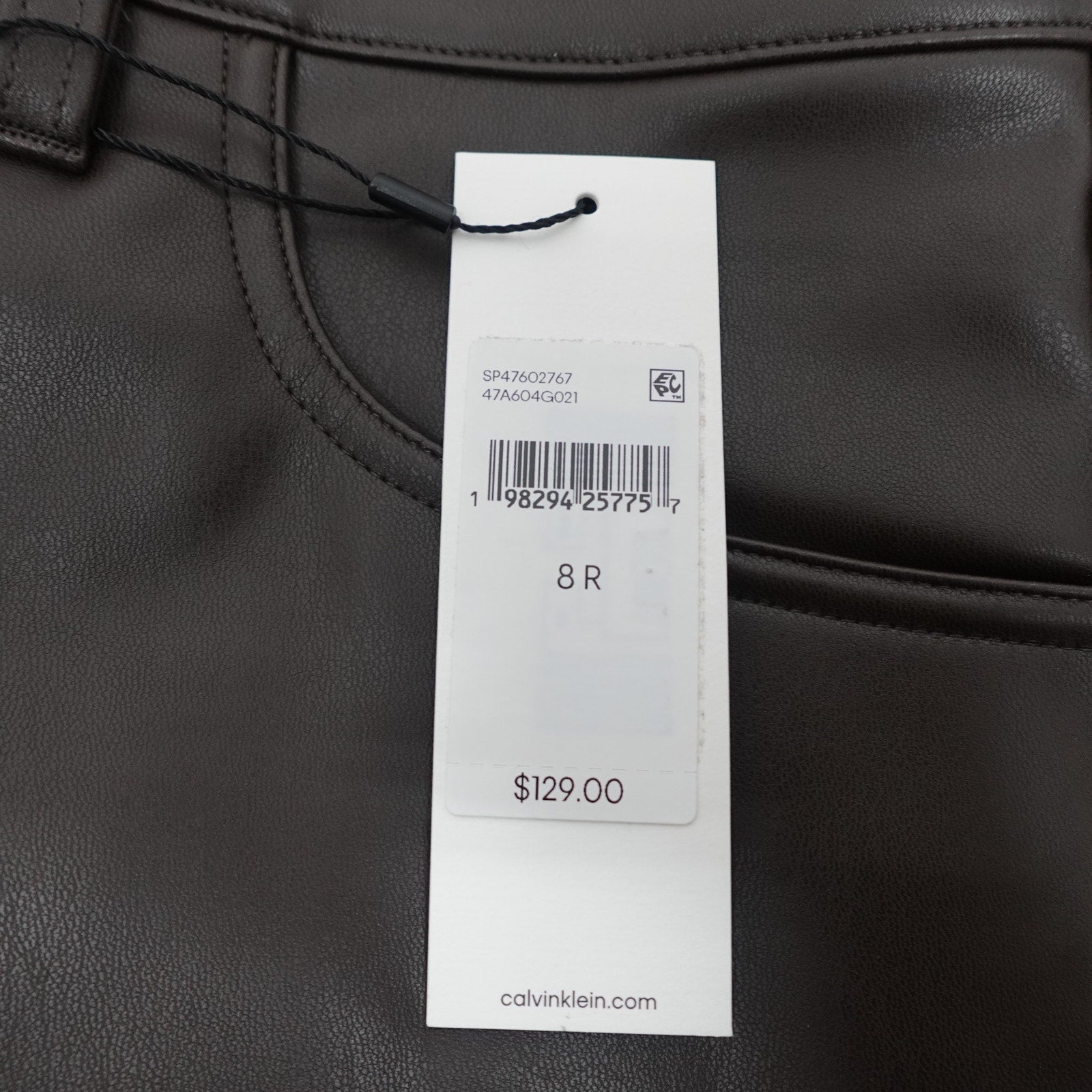 Calvin Klein Women's Faux Leather 90s Pants Mulch Brown - 8