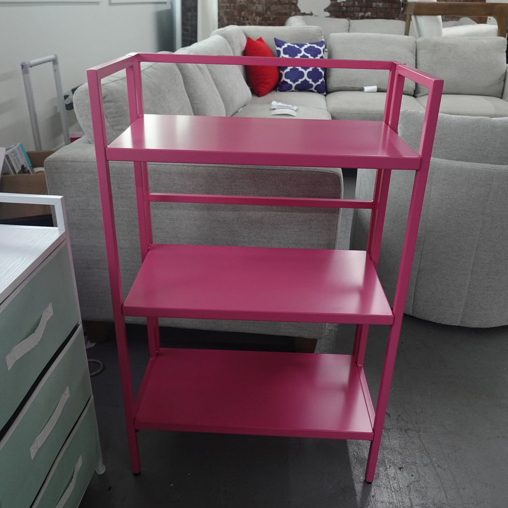 mDesign Folding 3-Tier Steel Organizer Shelf Rack Pink 25" x 13.75" x 39.75" New