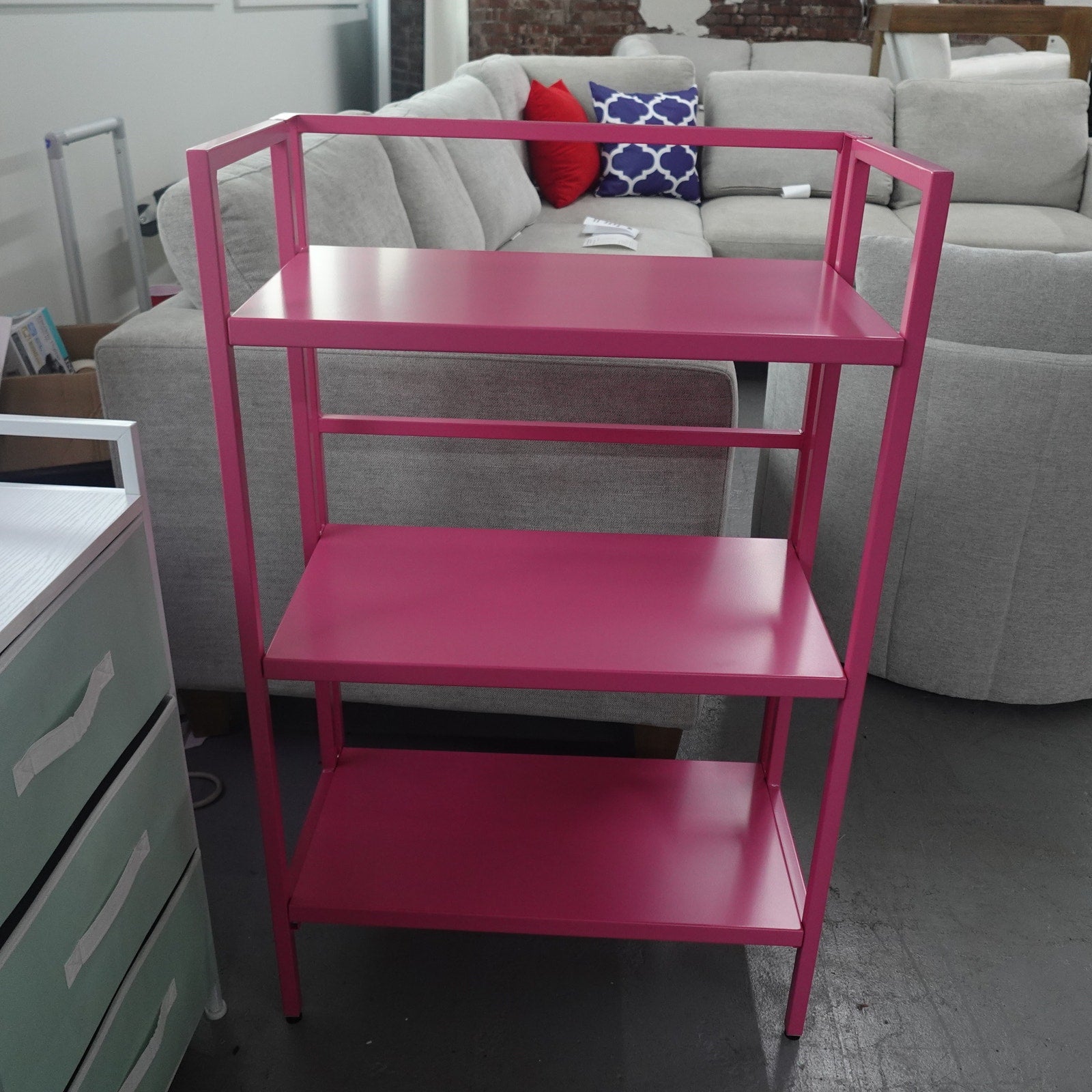 mDesign Folding 3-Tier Steel Organizer Shelf Rack Pink 25" x 13.75" x 39.75" New