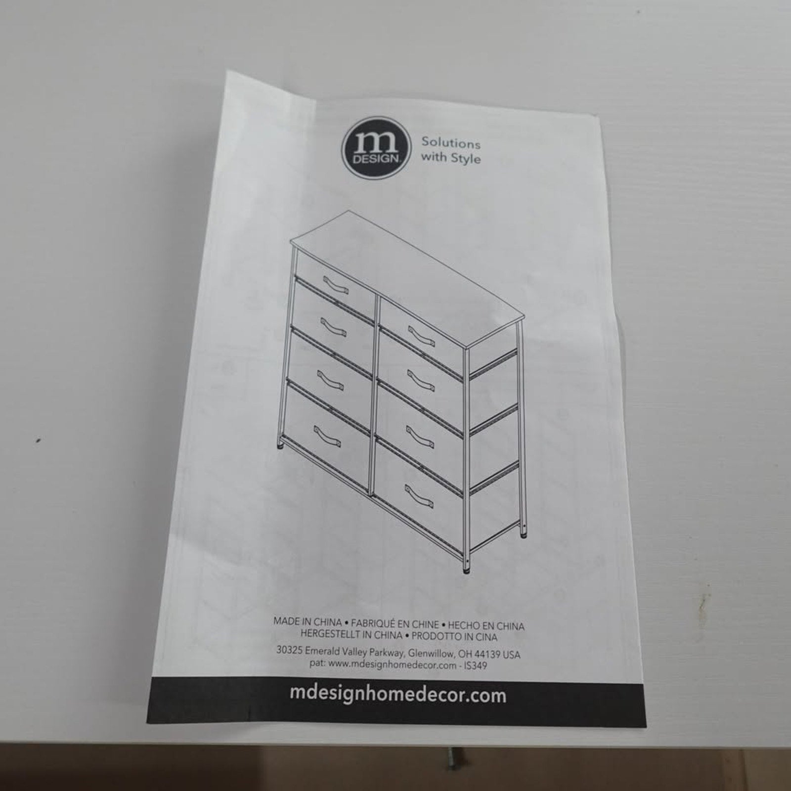 8-Drawer Organizer Cream/White Wood Top Steel Frame