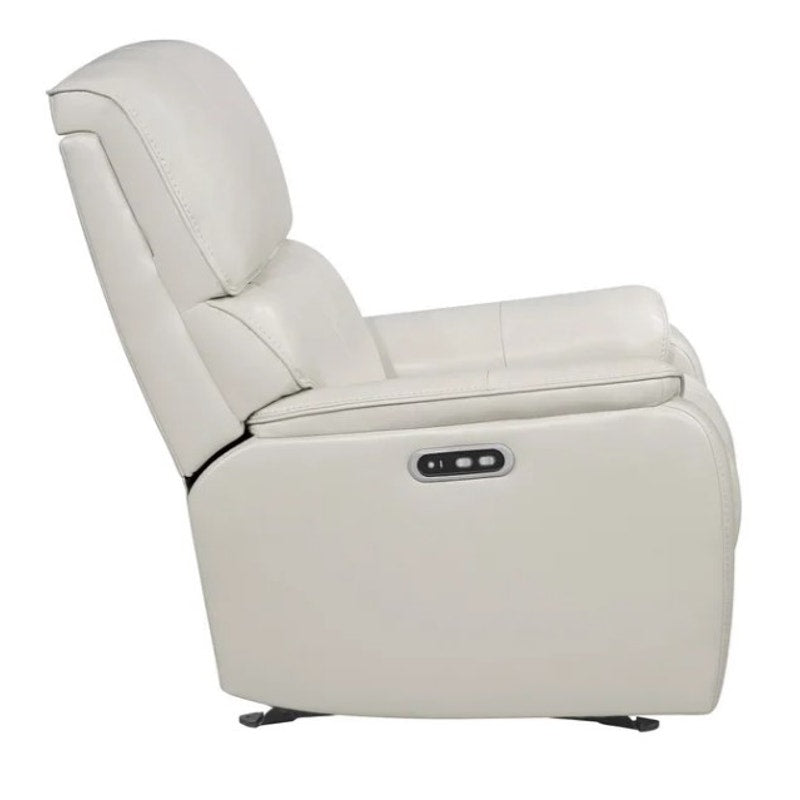 Barcalounger Leather Power Glider Recliner Chair Adjustable Headrest Beige