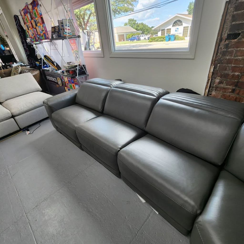 Karson Leather Power Reclining Sectional with Power Headrests