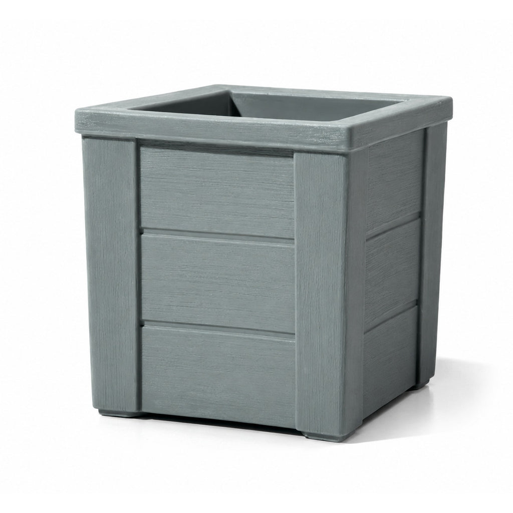 Step2 Lakewood Square Planter Box Gray Outdoor Garden Planter New