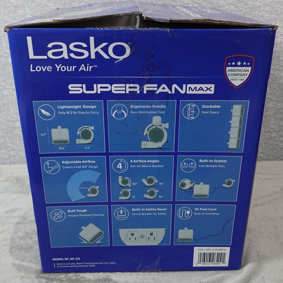 Lasko Super Fan Max SF-20-G3 4-Speed Air Mover Blower Fan New Open Box