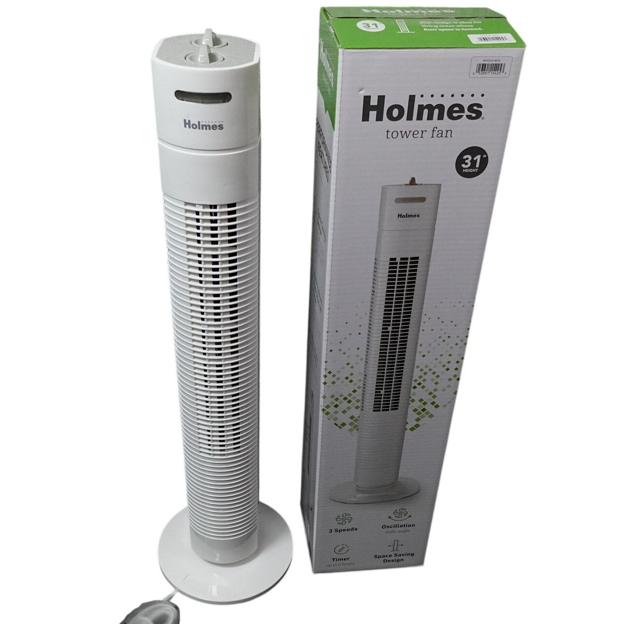 Lot of 2 Holmes Tower Fan 31" White New in Box