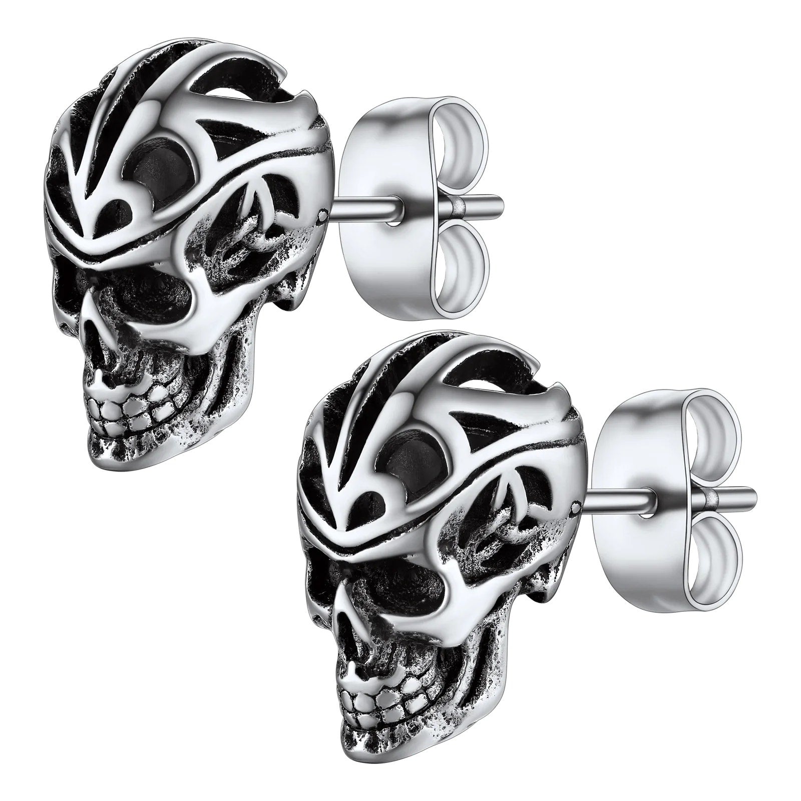 Stainless Steel Gothic Skull Earrings - Bik-4