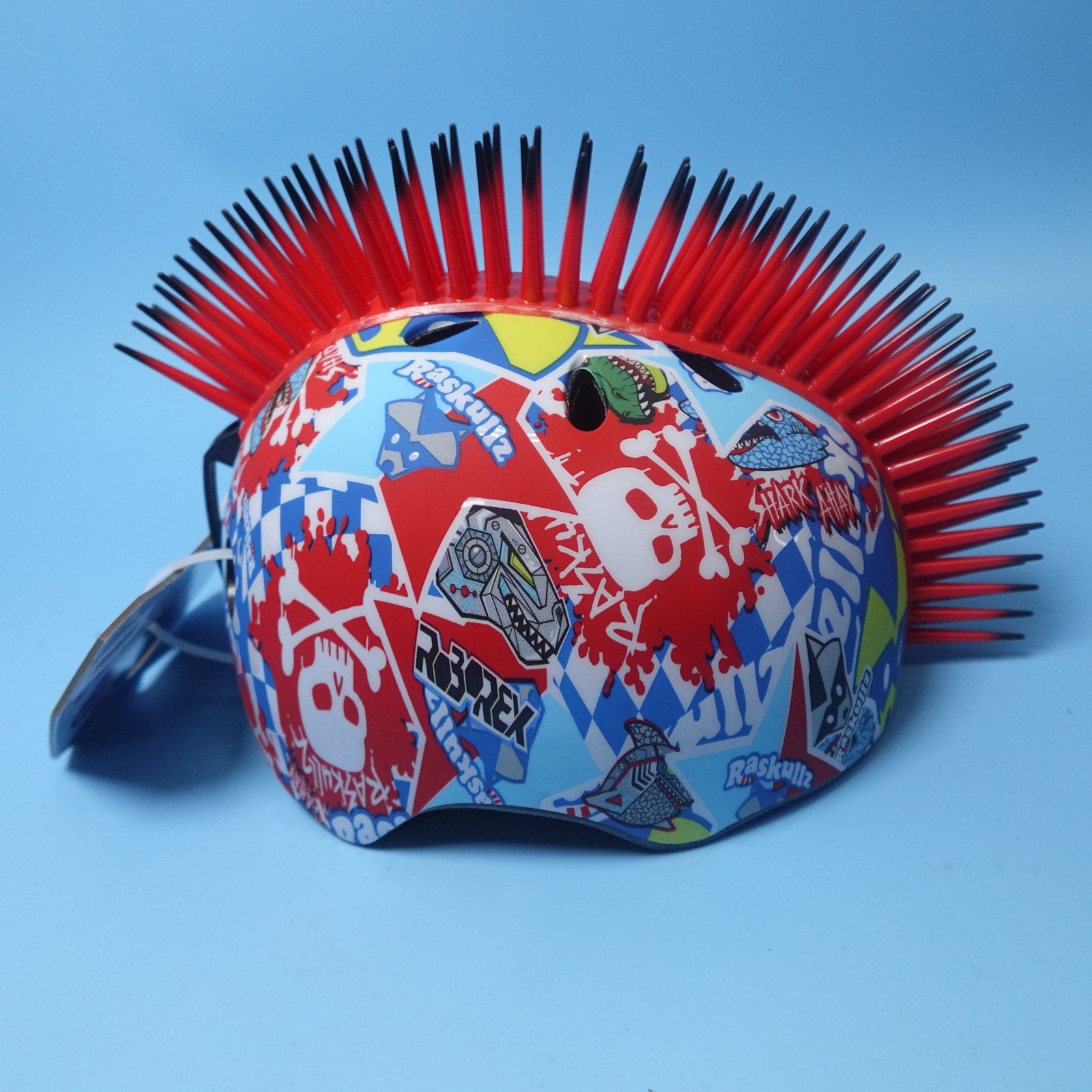 Raskullz Sticker Bomb Child Snow Helmet with Mohawk Youth Size Small 50-54 CM
