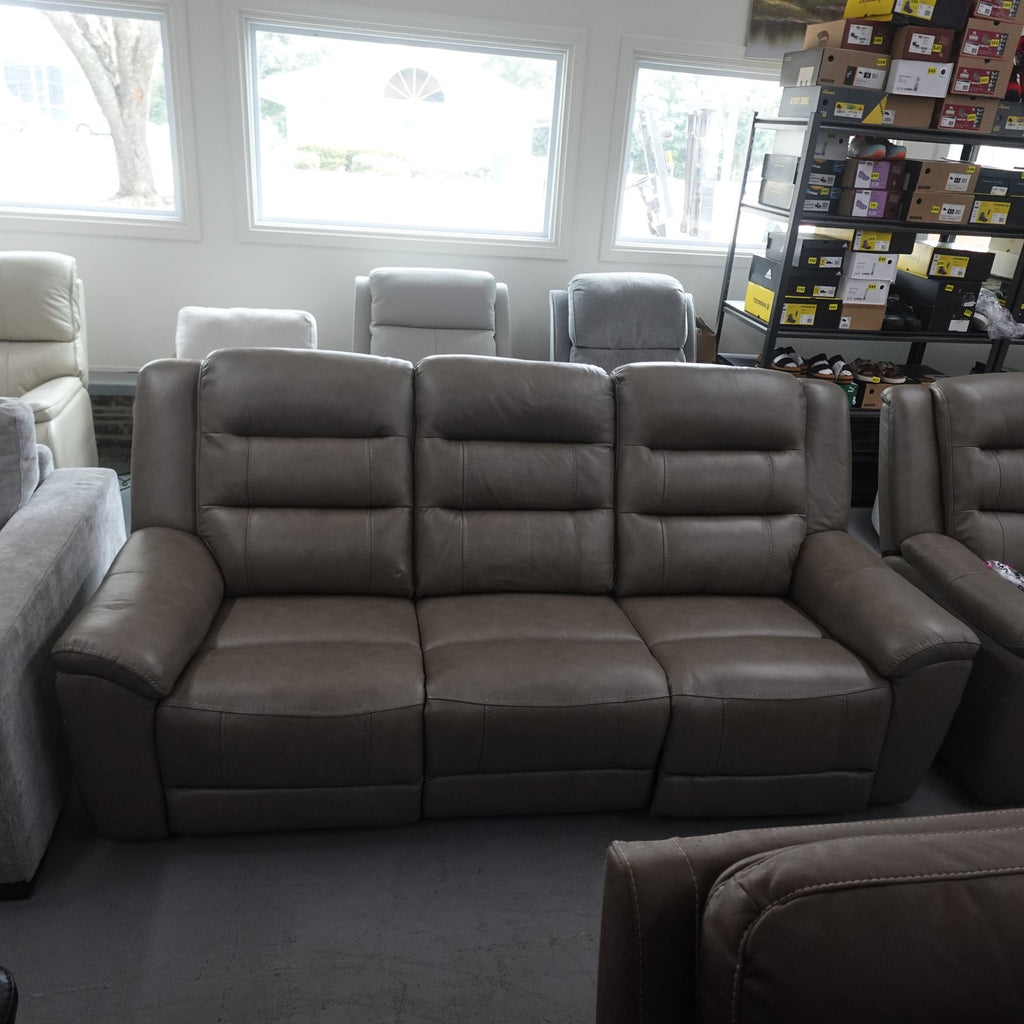 Mason Leather Power Reclining Sofa with Power Headrests - Taupe