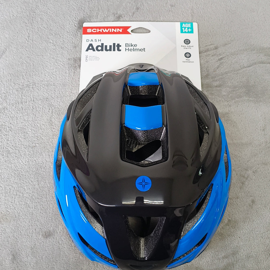 Schwinn Dash Adults Vented Bike Cycling Skate Helmet Black Blue Adjustable 14+