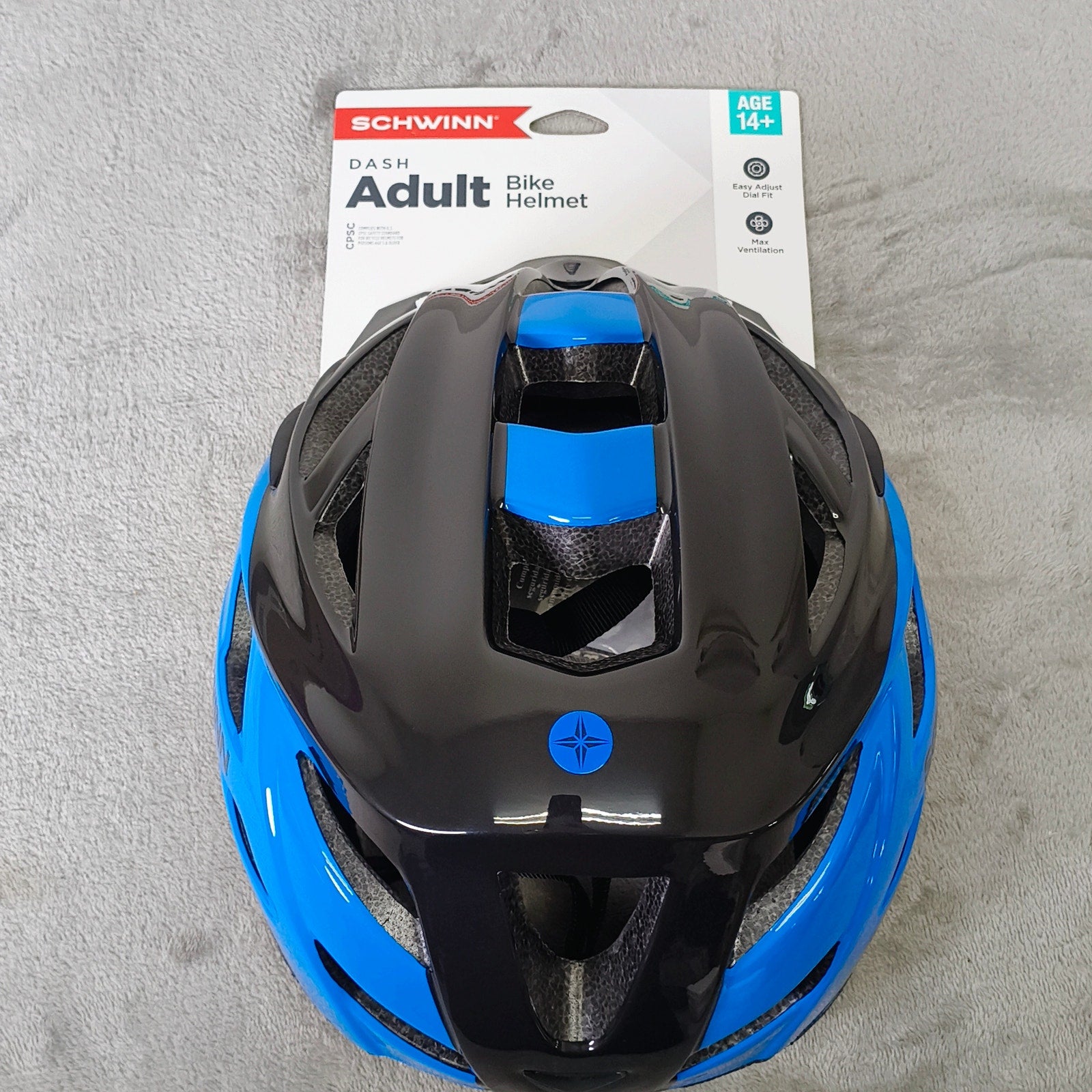 Schwinn Dash Adults Vented Bike Cycling Skate Helmet Black Blue Adjustable 14+