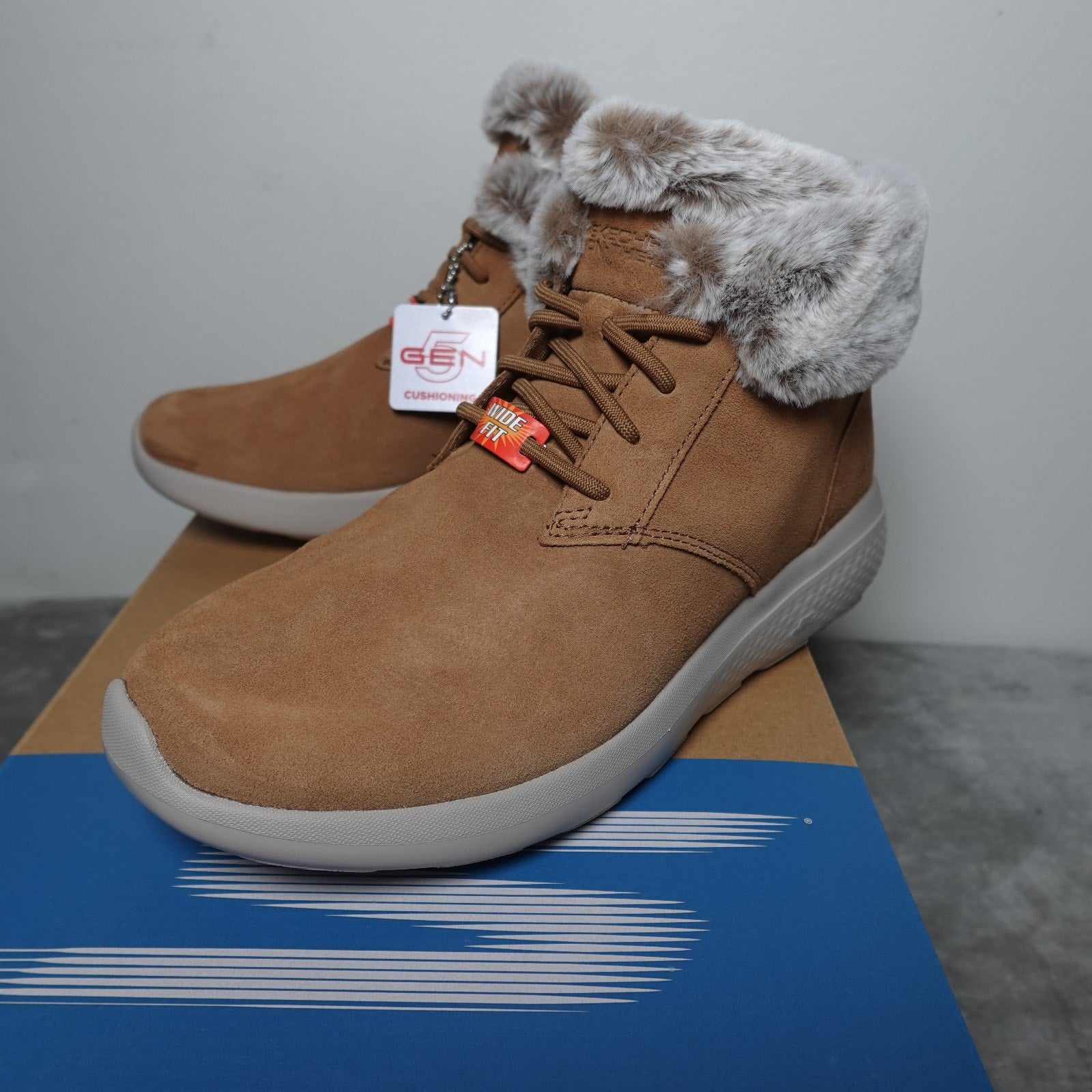 Skechers On-the-Go City 2 Winter Wishes Chestnut Suede Ankle Boots 144437 W