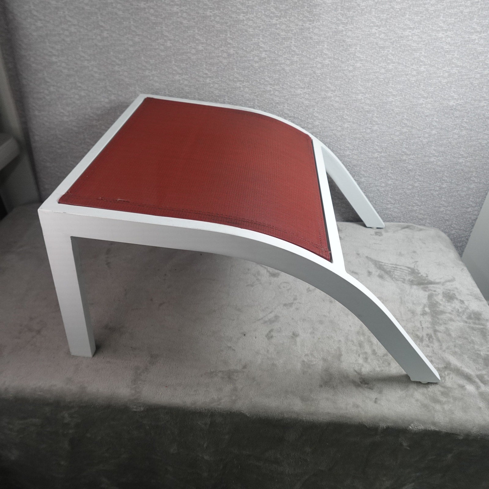 Living Accents Yukon Adirondack MGP Sling Ottoman White Frame Red Sling Patio Foot Rest