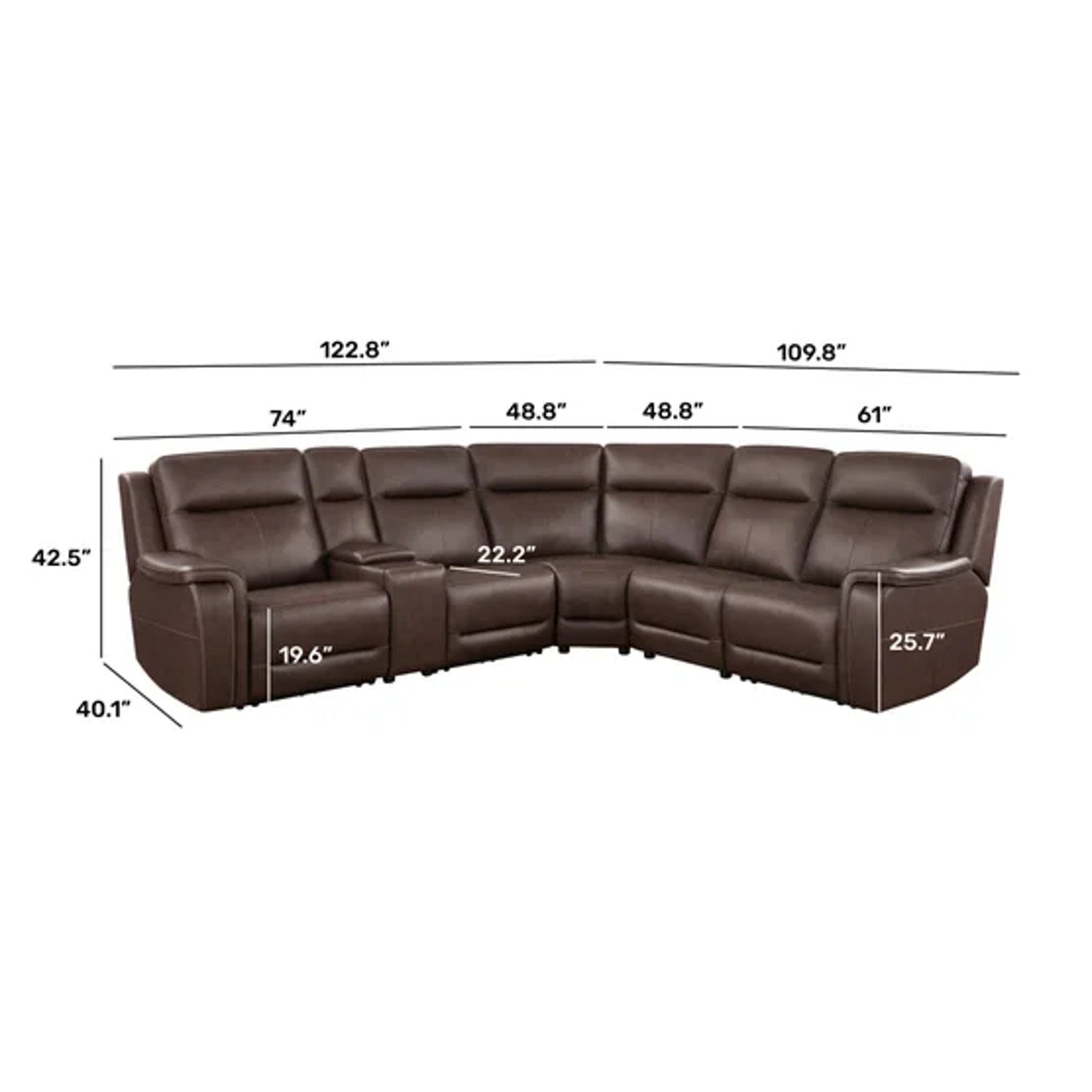 Flexsteel Griffin Italian Leather Zero Gravity Reclining Sectional with Power Headrests