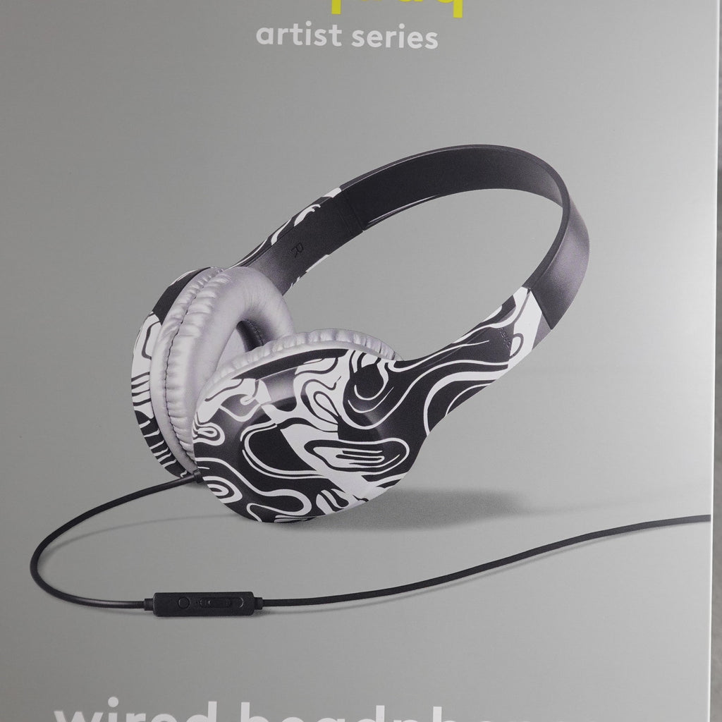 Heyday Artist Series Wired On-Ear Headphones 3.5mm Black White NEW