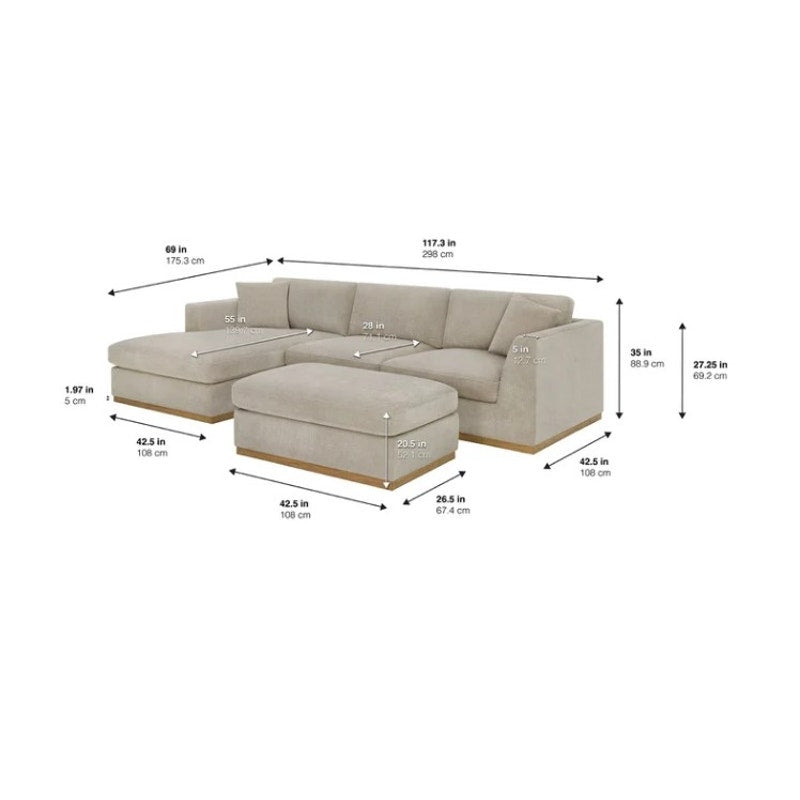 Henredon Caley Reversible Sofa Chaise Soft Comfy Fabric