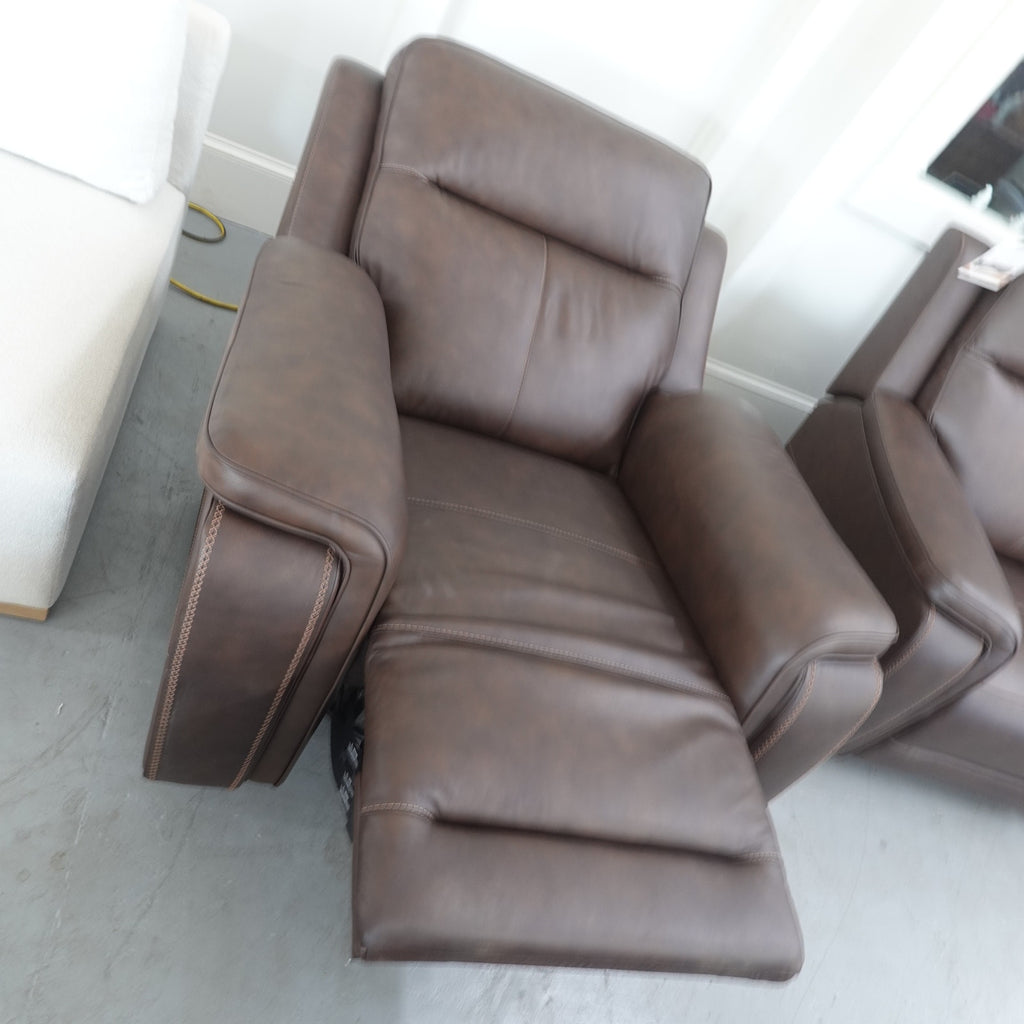 Flexsteel Griffin Italian Leather Power Recliner with Power Headrest and Lumbar