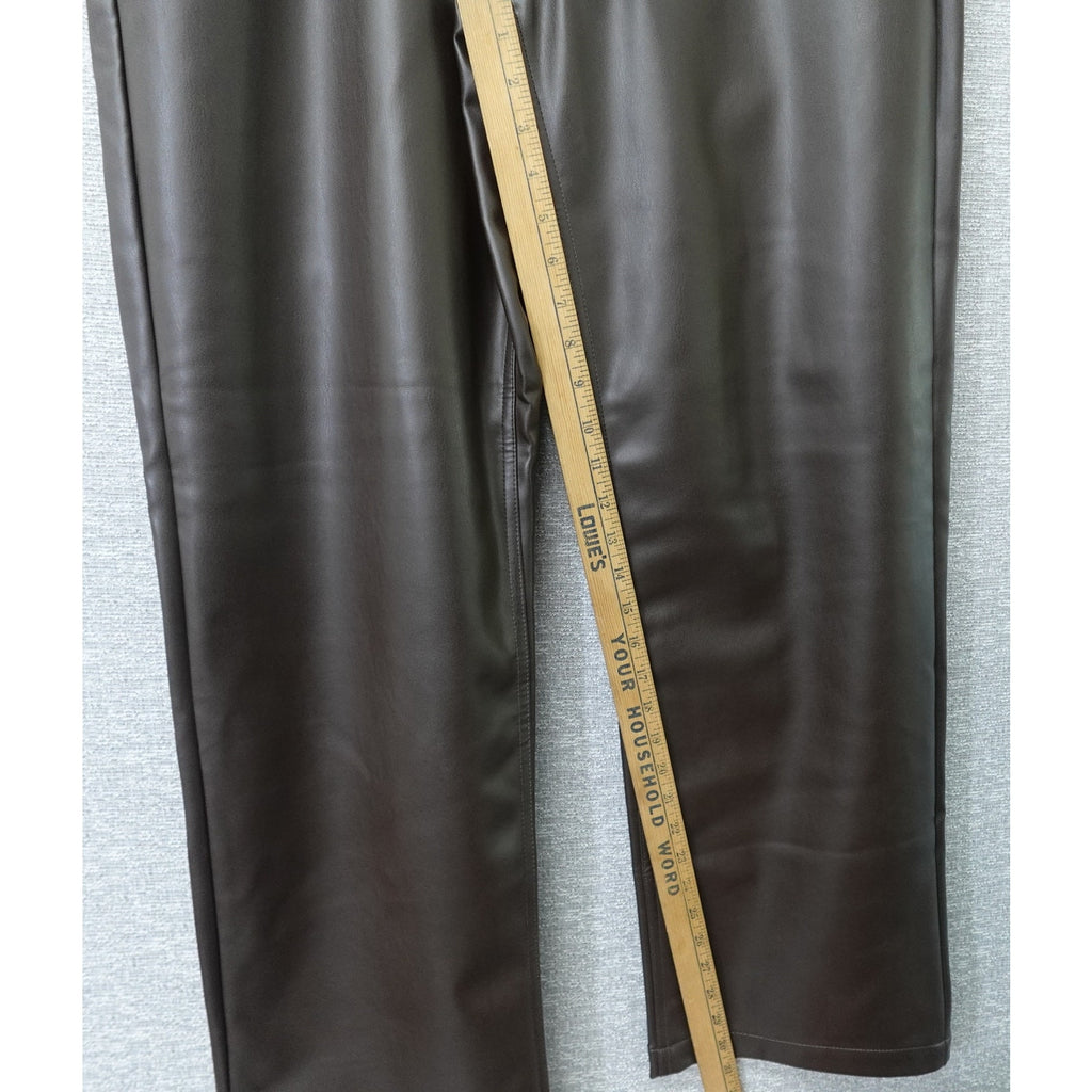 Calvin Klein Women's Faux Leather 90s Pants Mulch Brown - 14