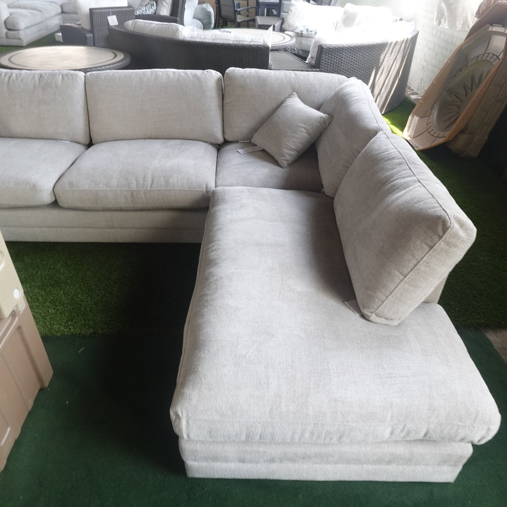 Aiden & Ivy Derry Sectional Sofa Beige Fabric L-Shaped Couch New
