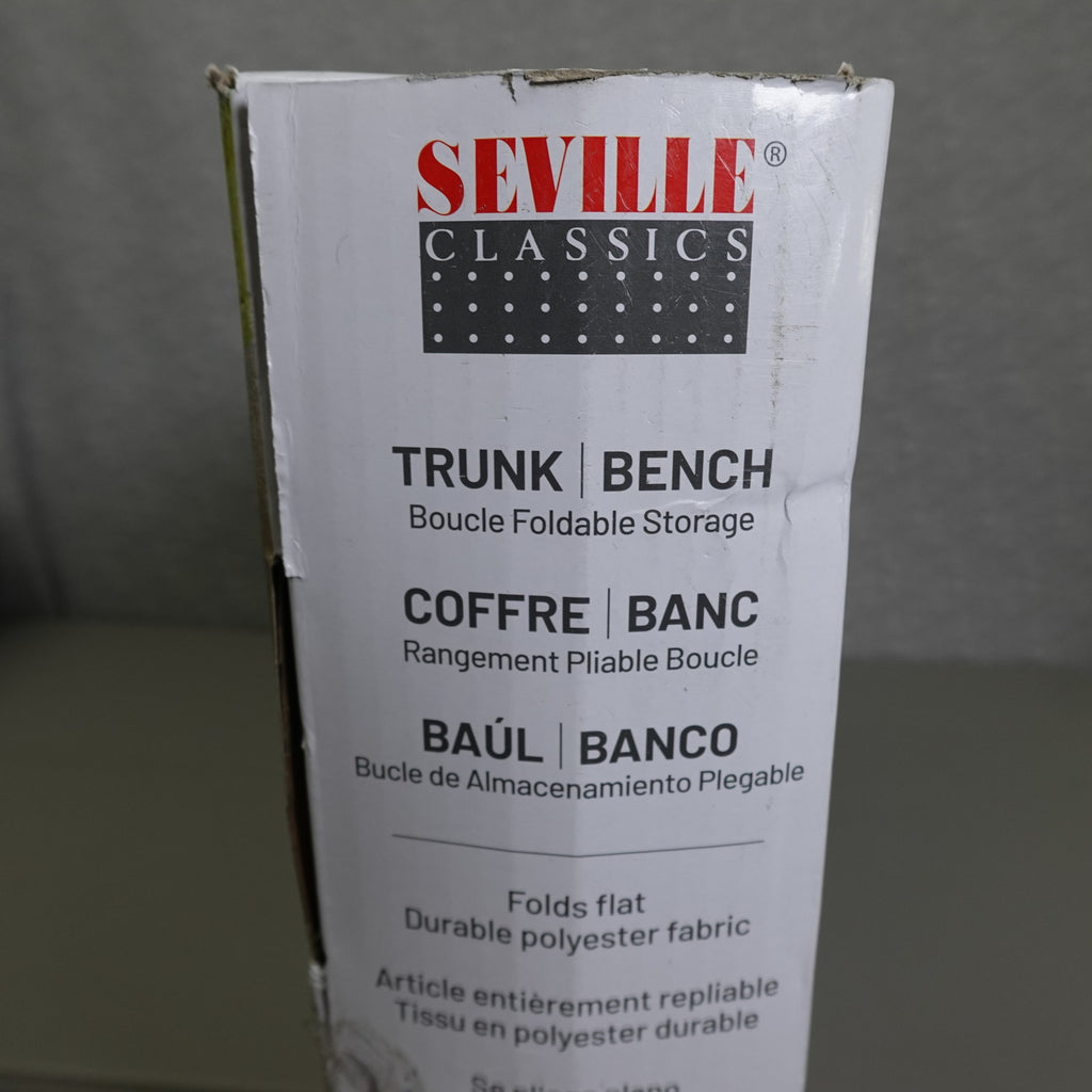 Seville Classics Boucle Foldable Trunk Ottoman - Black