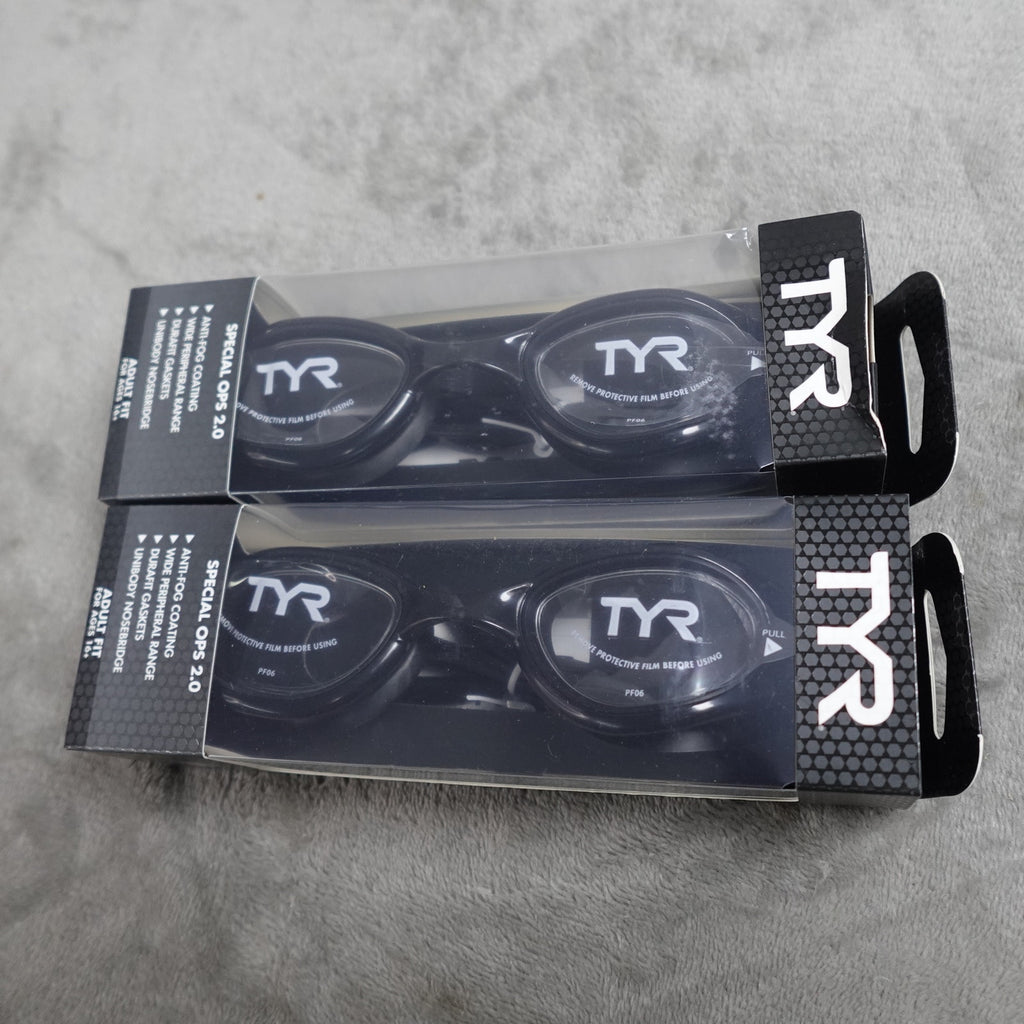 Lot of 2 TYR Special Ops 2.0 Adult Swim Goggles Black/Clear Anti-Fog New