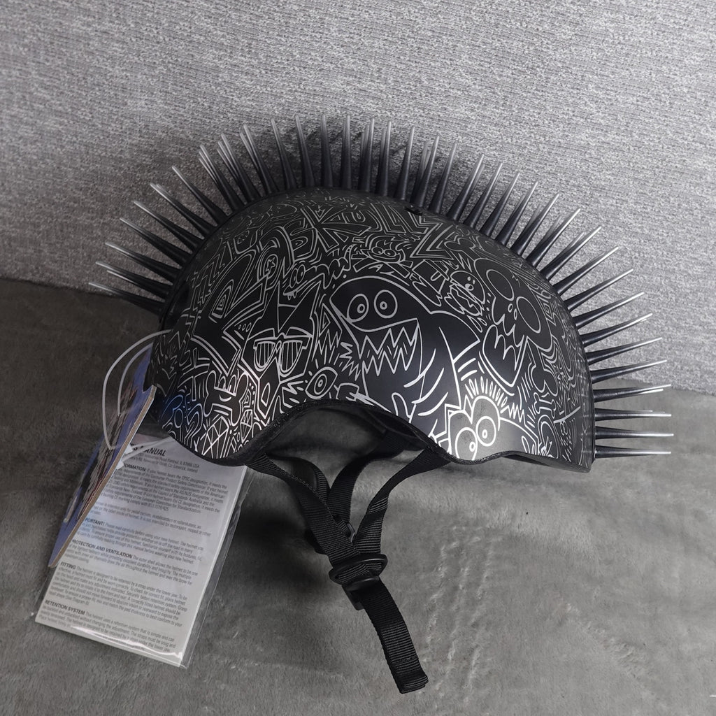 Raskullz Doodle Mohawk Bike Helmet in Black Adjustable