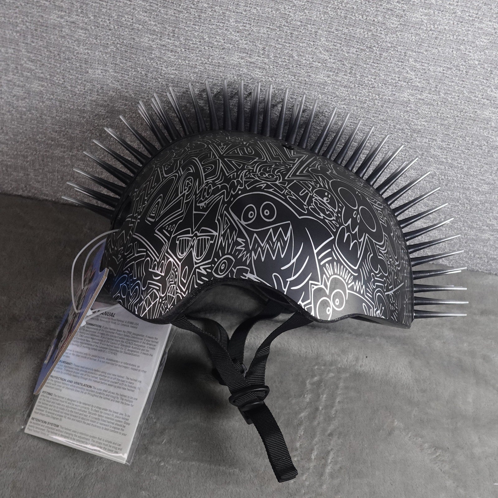Raskullz Doodle Mohawk Bike Helmet in Black Adjustable