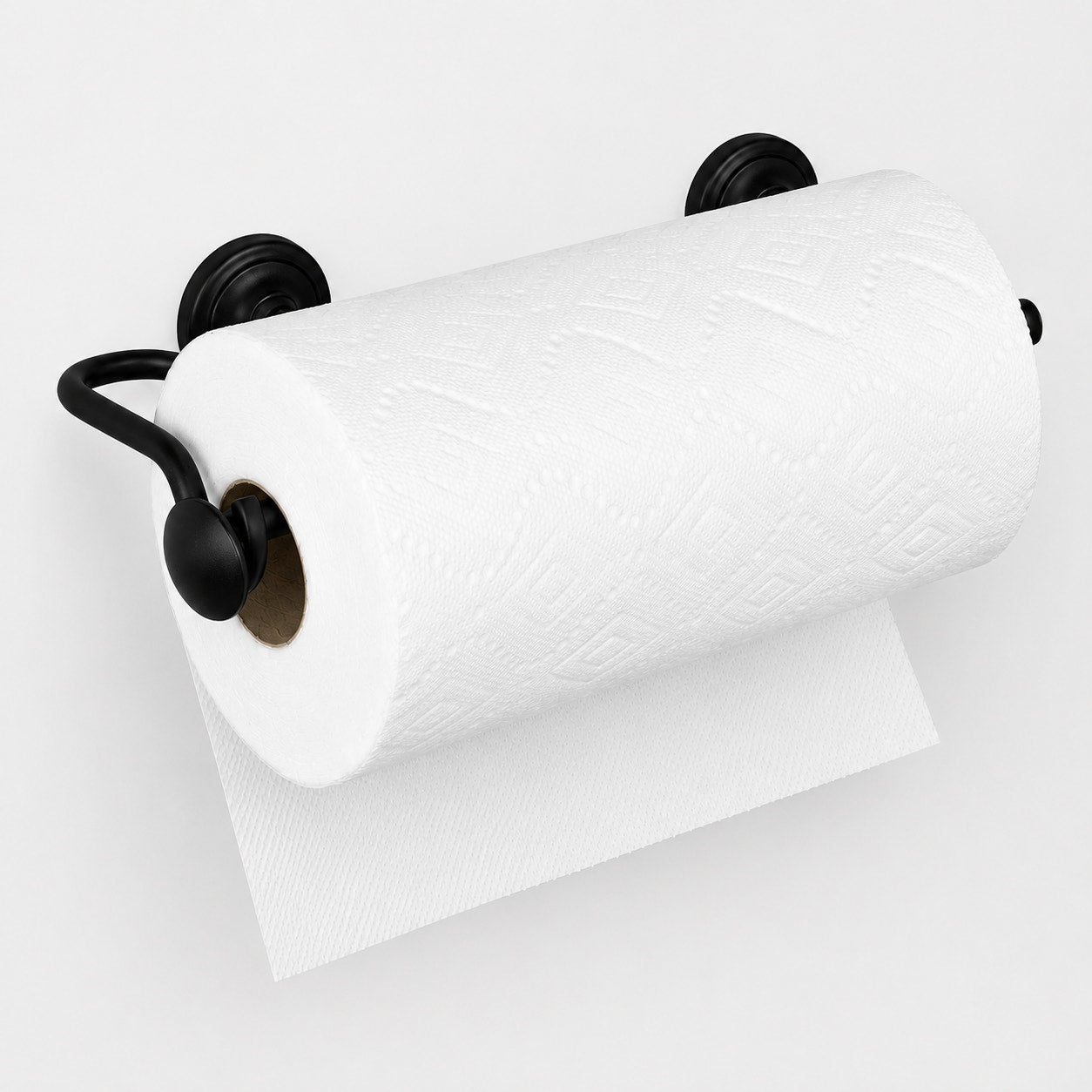 mDesign Wall Mount Paper Towel Holder Black Metal Kitchen NEW