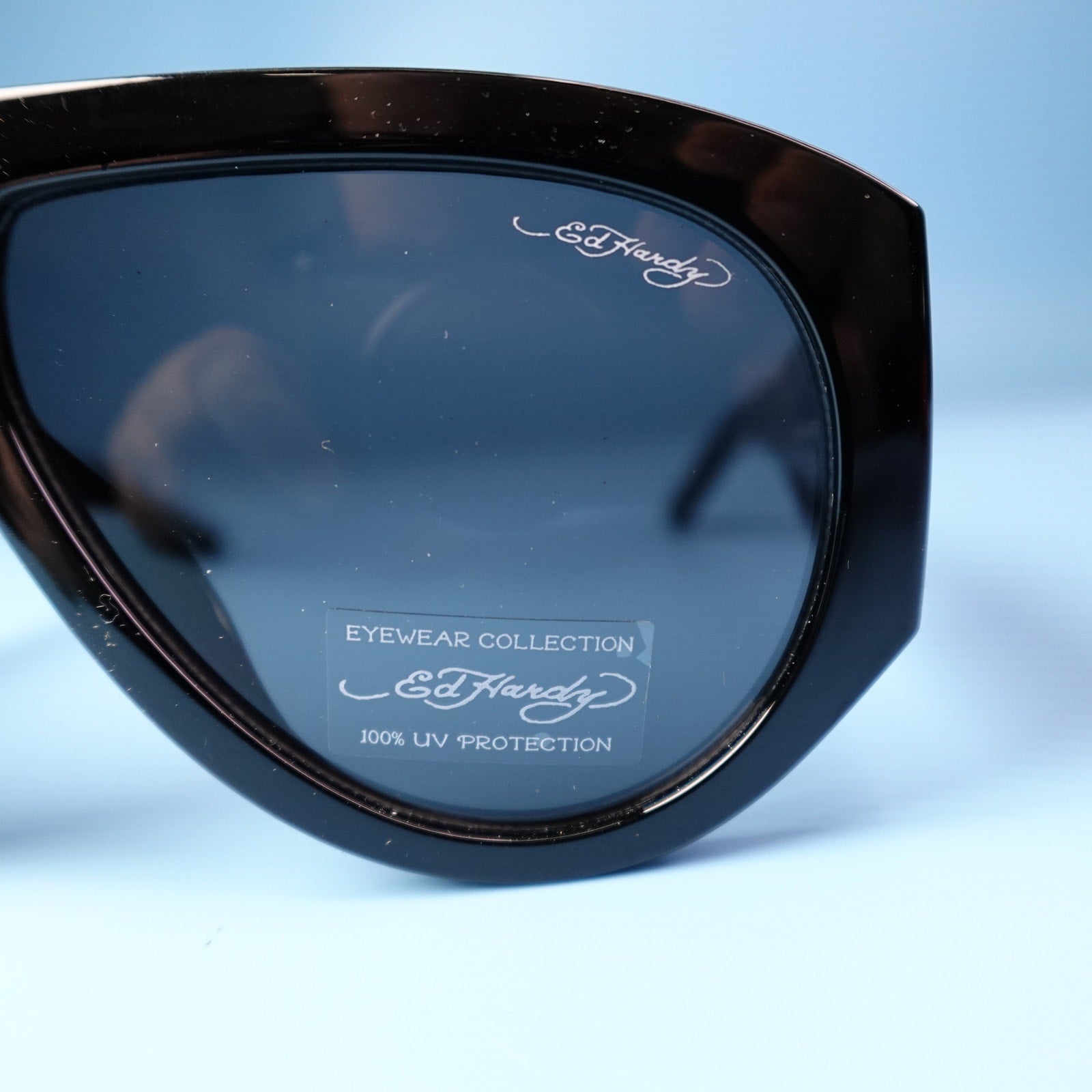 Ed Hardy Los Angeles Skull Sunglasses Black 100% UV Protection Oversized NEW