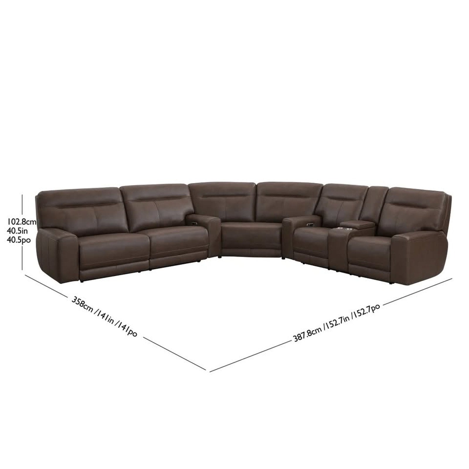 Atlas 3-piece Leather Power Reclining Sectional with Power Headrests