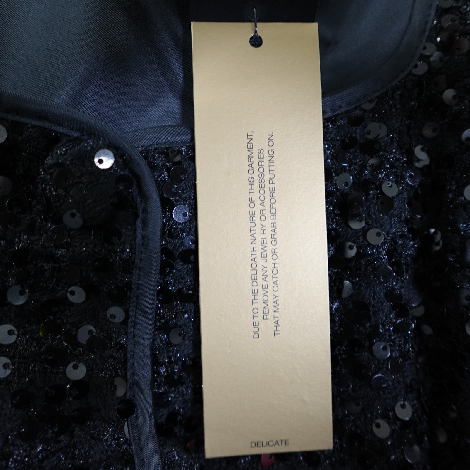 Donna Karan New York Size 8 Black Sequin Short Sleeve Button Up Belted Dress NWT