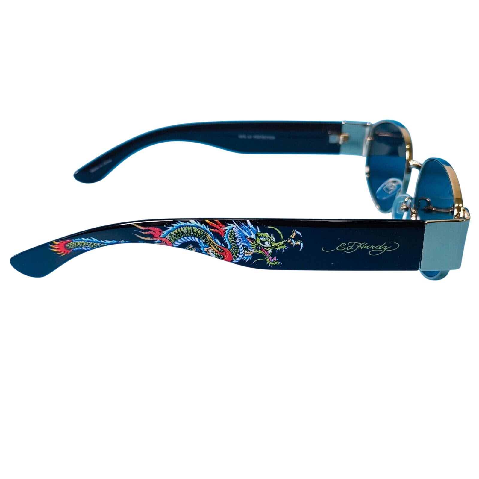 Ed Hardy Sunglasses UV 100% Protective Black Gold Frame w Dragon Ed-Annunciation