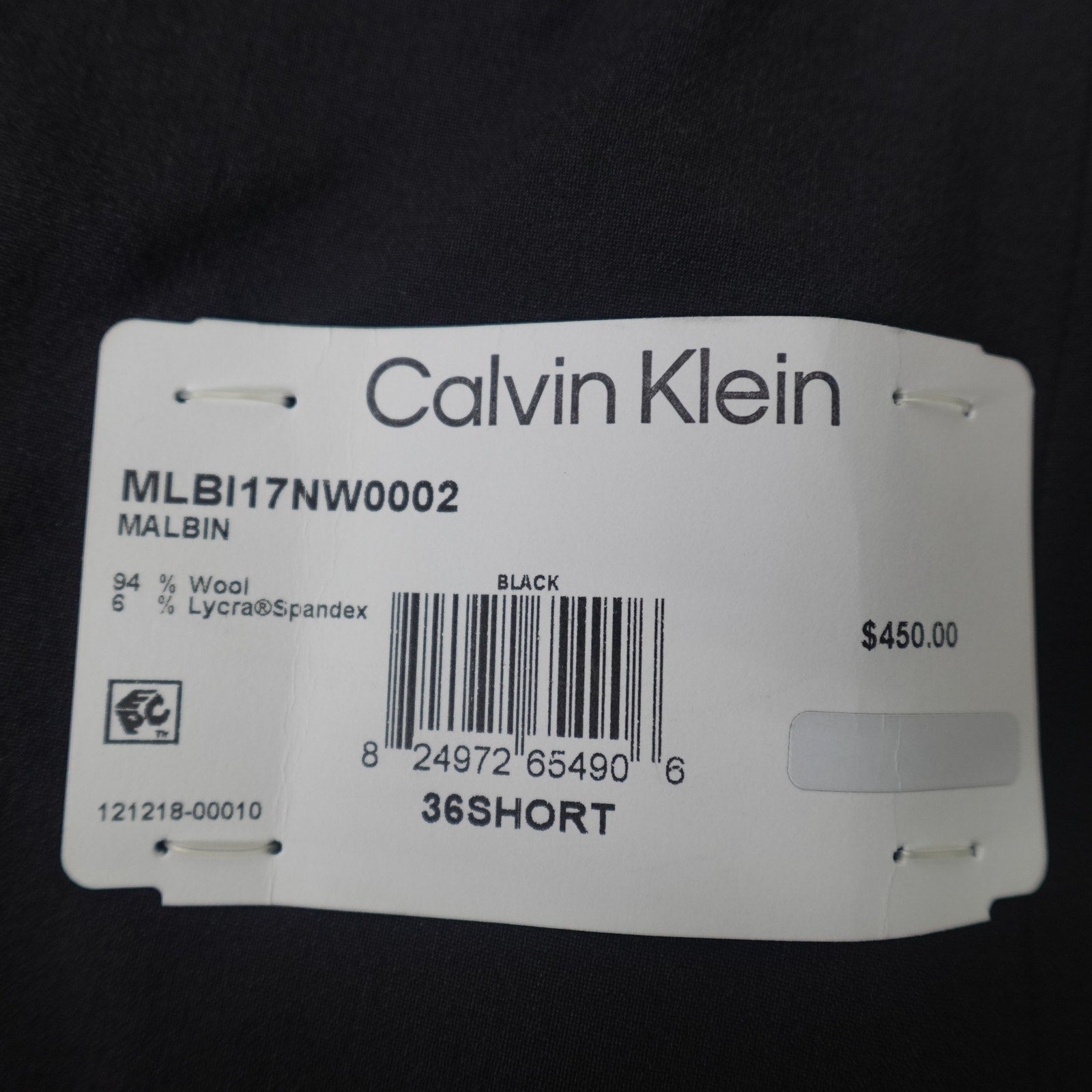 Calvin Klein Skinny Fit Black Suit Jacket - 36R