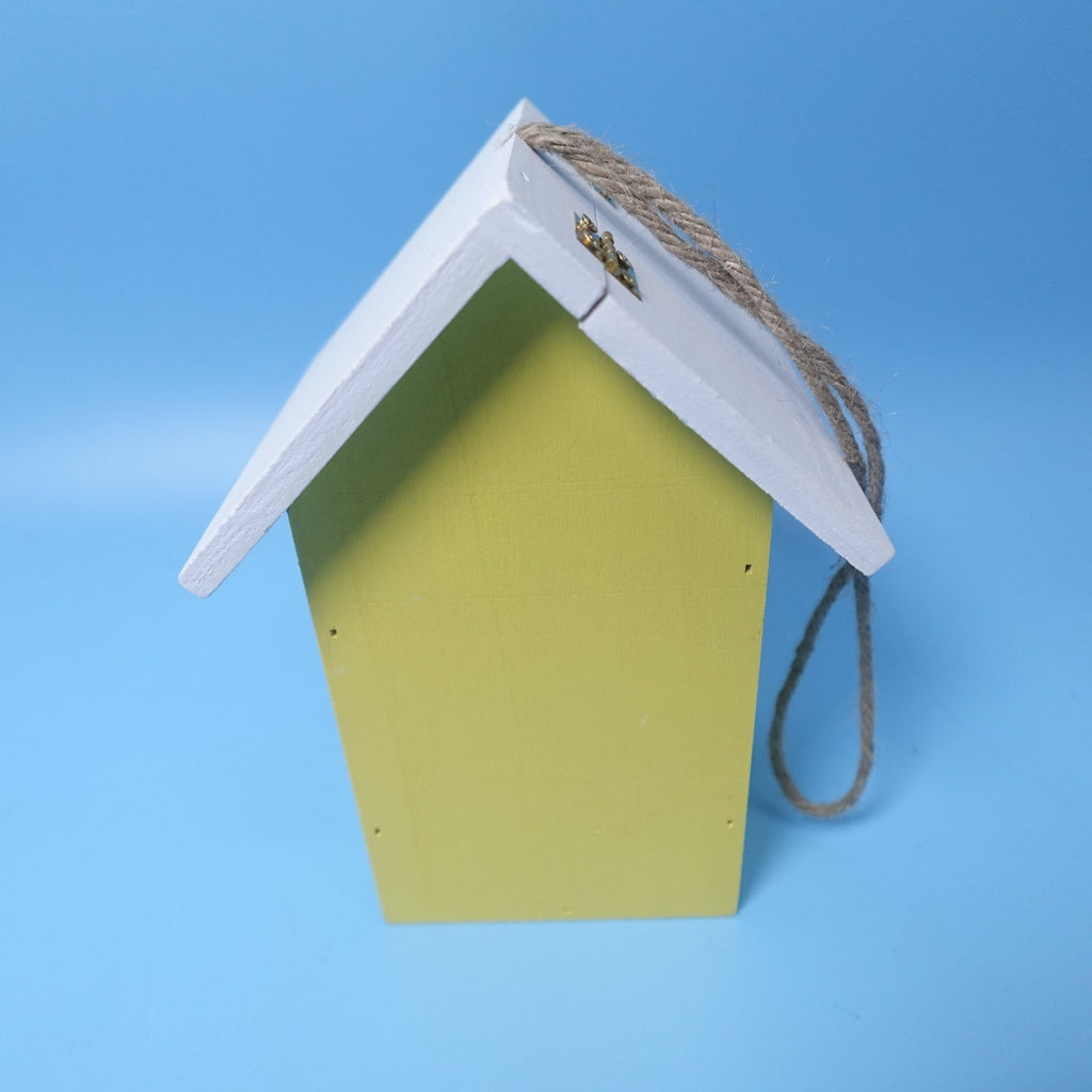 Clever Garden Wooden Hanging Birdhouse Feeder Yellow Butterfly Outdoor 6x7x4