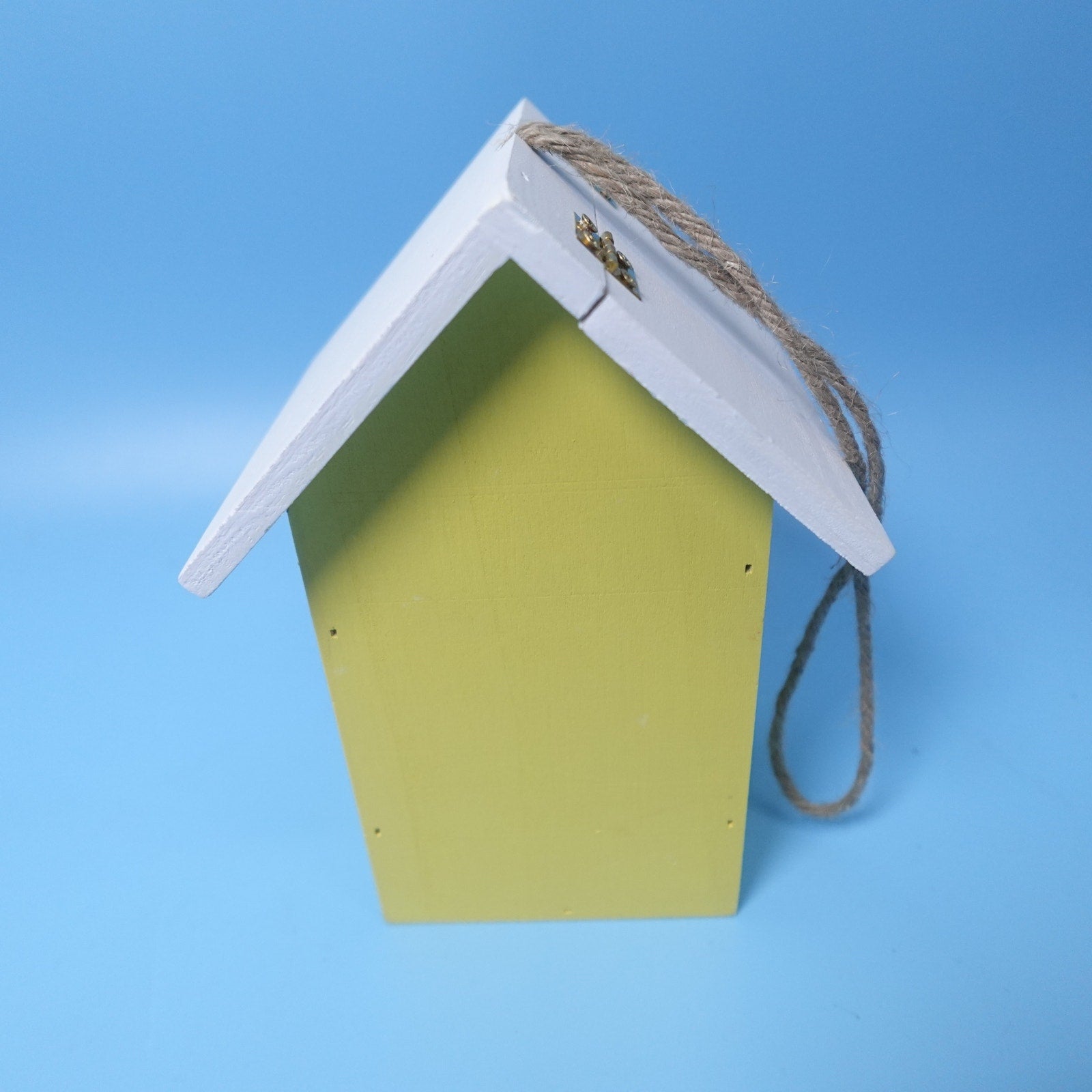 Clever Garden Wooden Hanging Birdhouse Feeder Yellow Butterfly Outdoor 6x7x4
