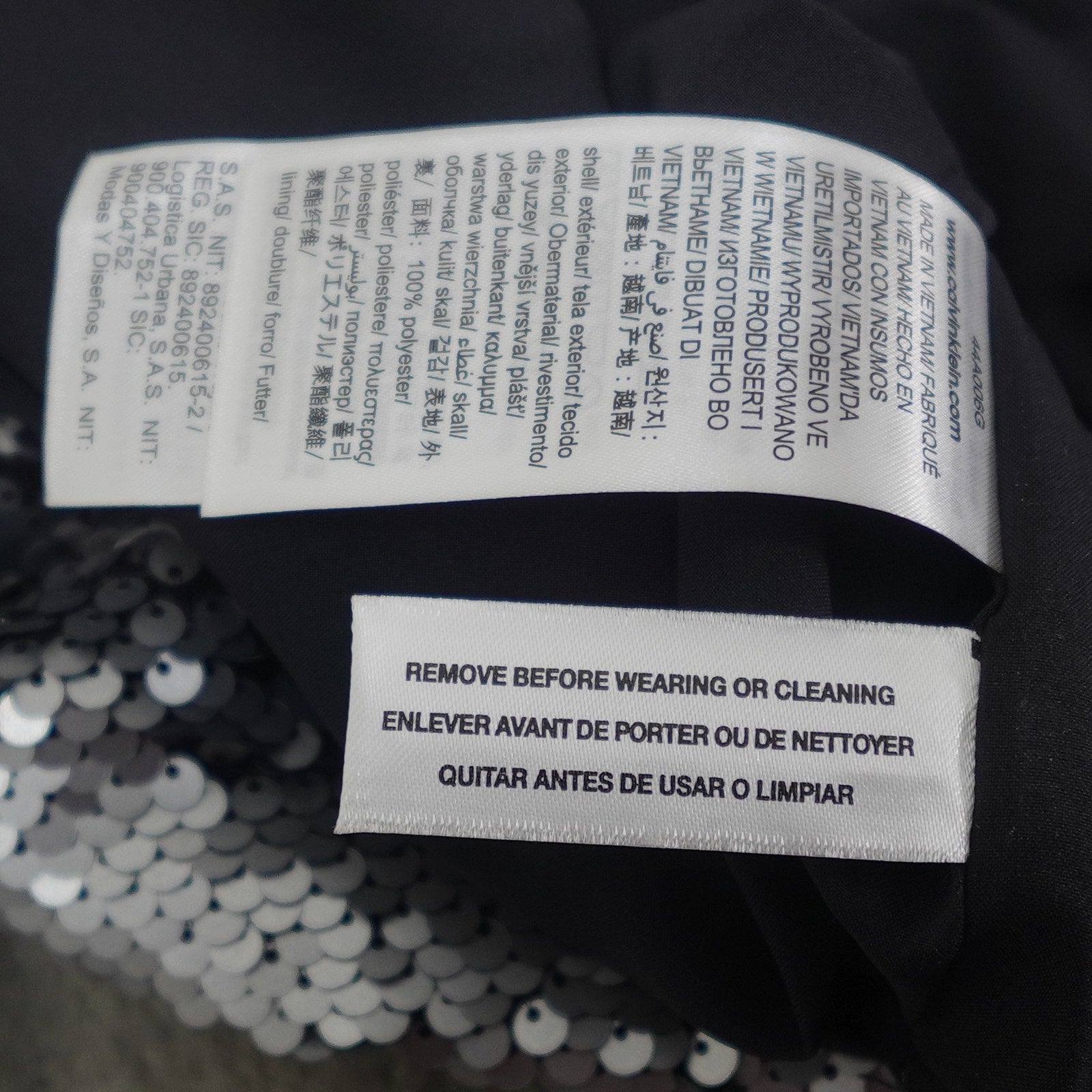 Calvin Klein Sequin Midi Dress Silver- L