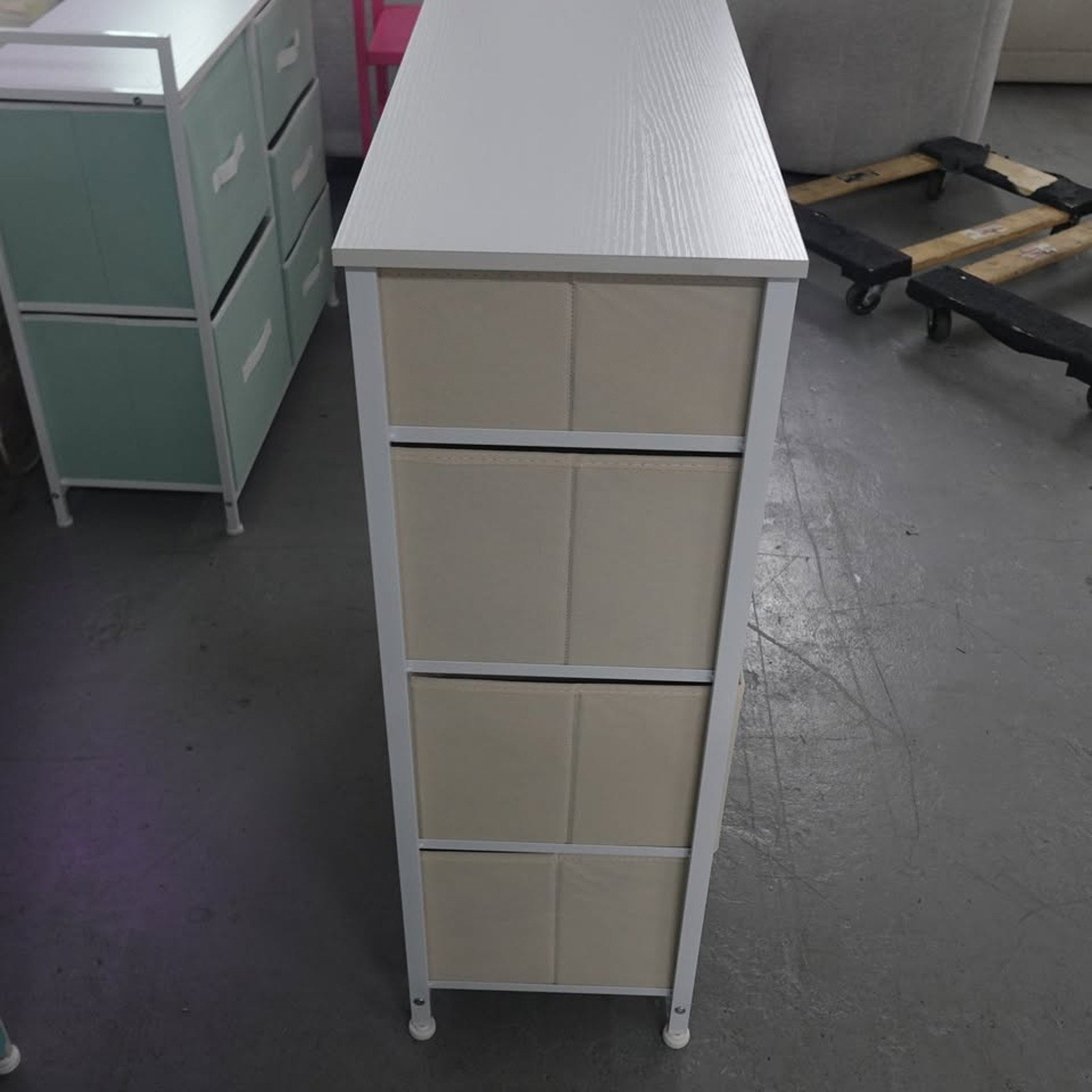 8-Drawer Organizer Cream/White Wood Top Steel Frame