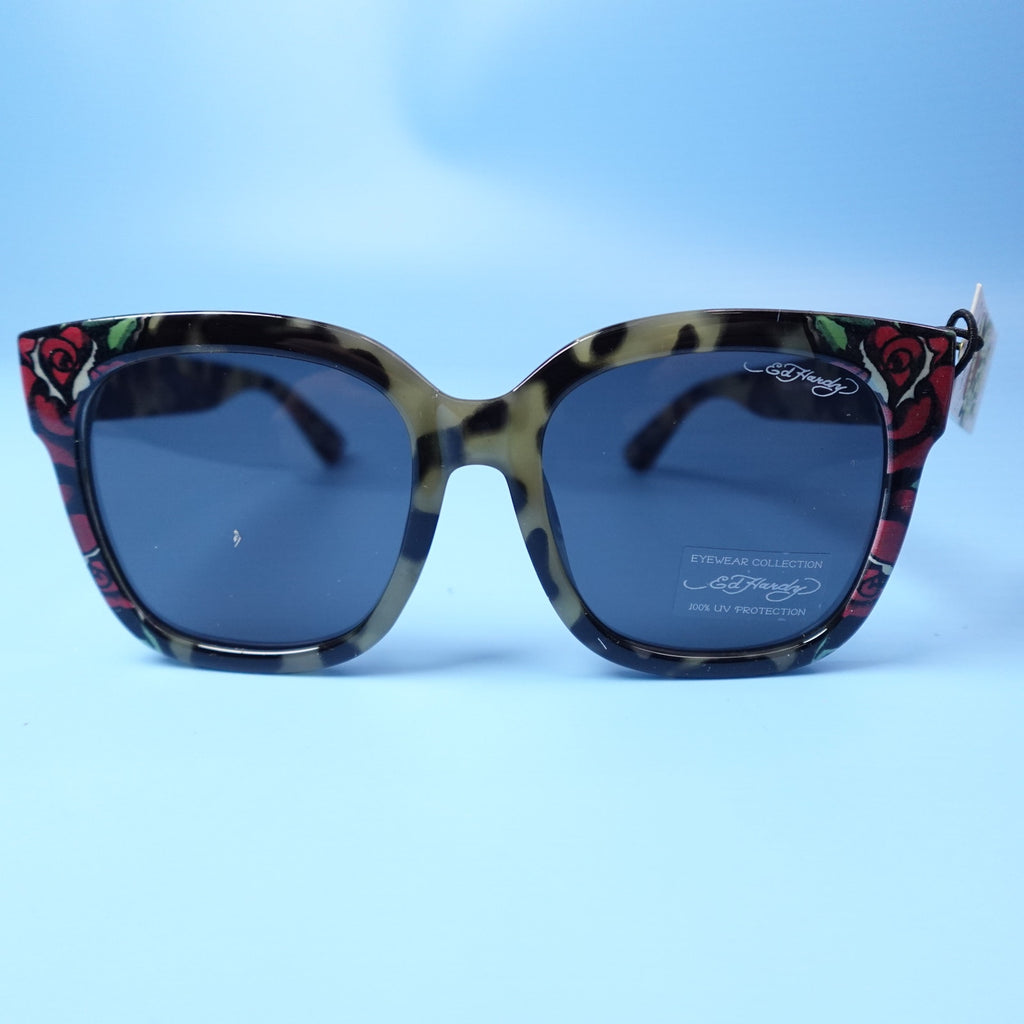 Ed Hardy Love Kills Slowly Collection Sunglasses Black & Tortoiseshell w/ Roses