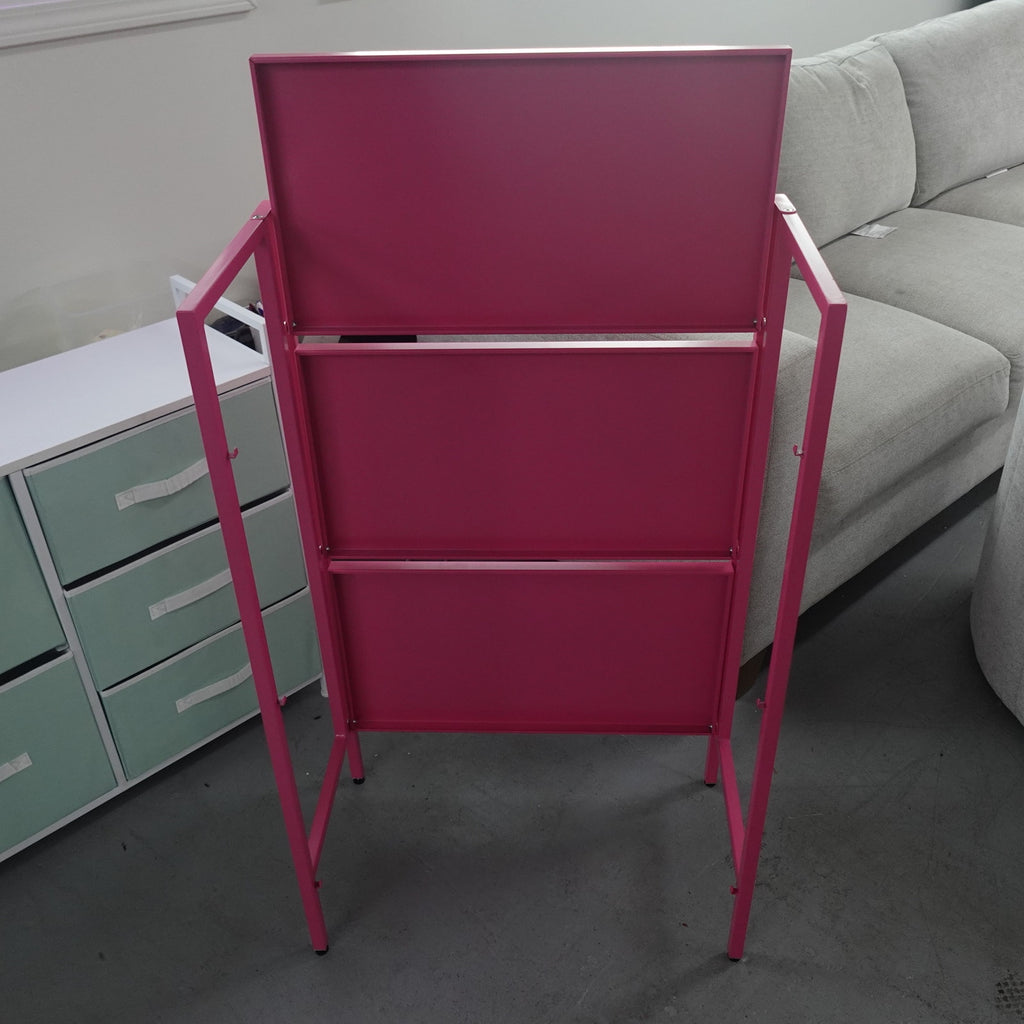 mDesign Folding 3-Tier Steel Organizer Shelf Rack Pink 25" x 13.75" x 39.75" New