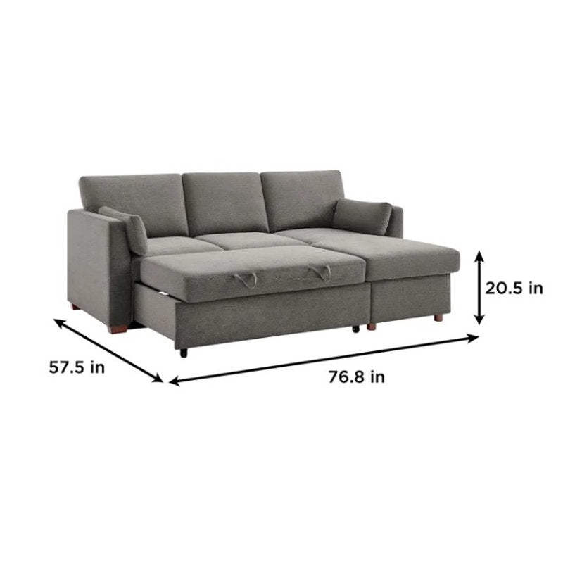 Coddle Luke Sleeper Sofa Reversible Chaise Storage USB Power Gray Fabric