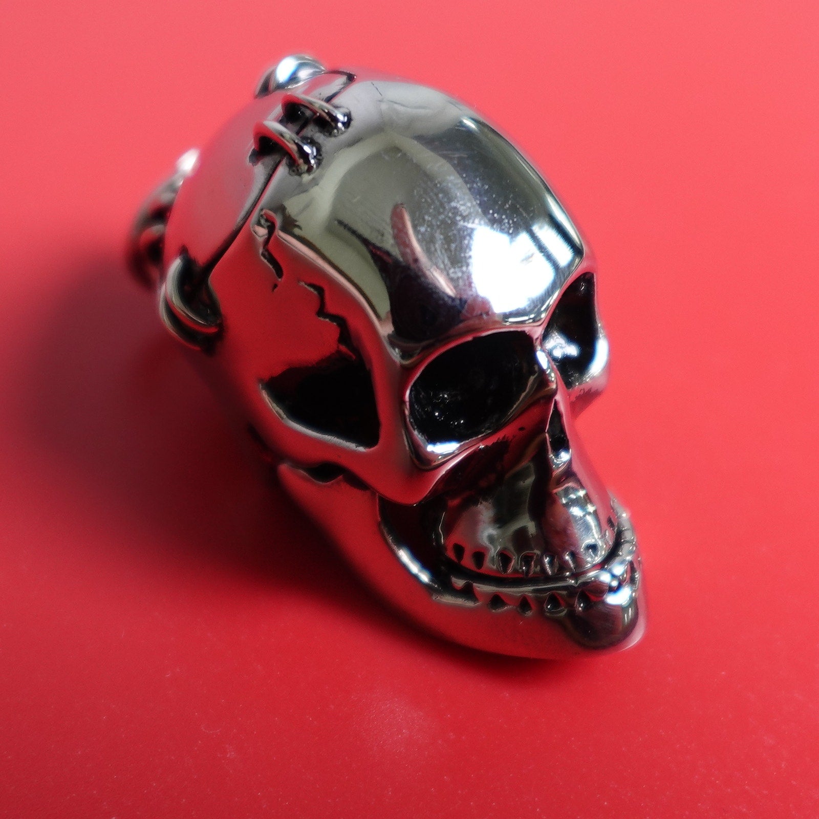 Stainless Steel Stapled Skull Pendant SP-630