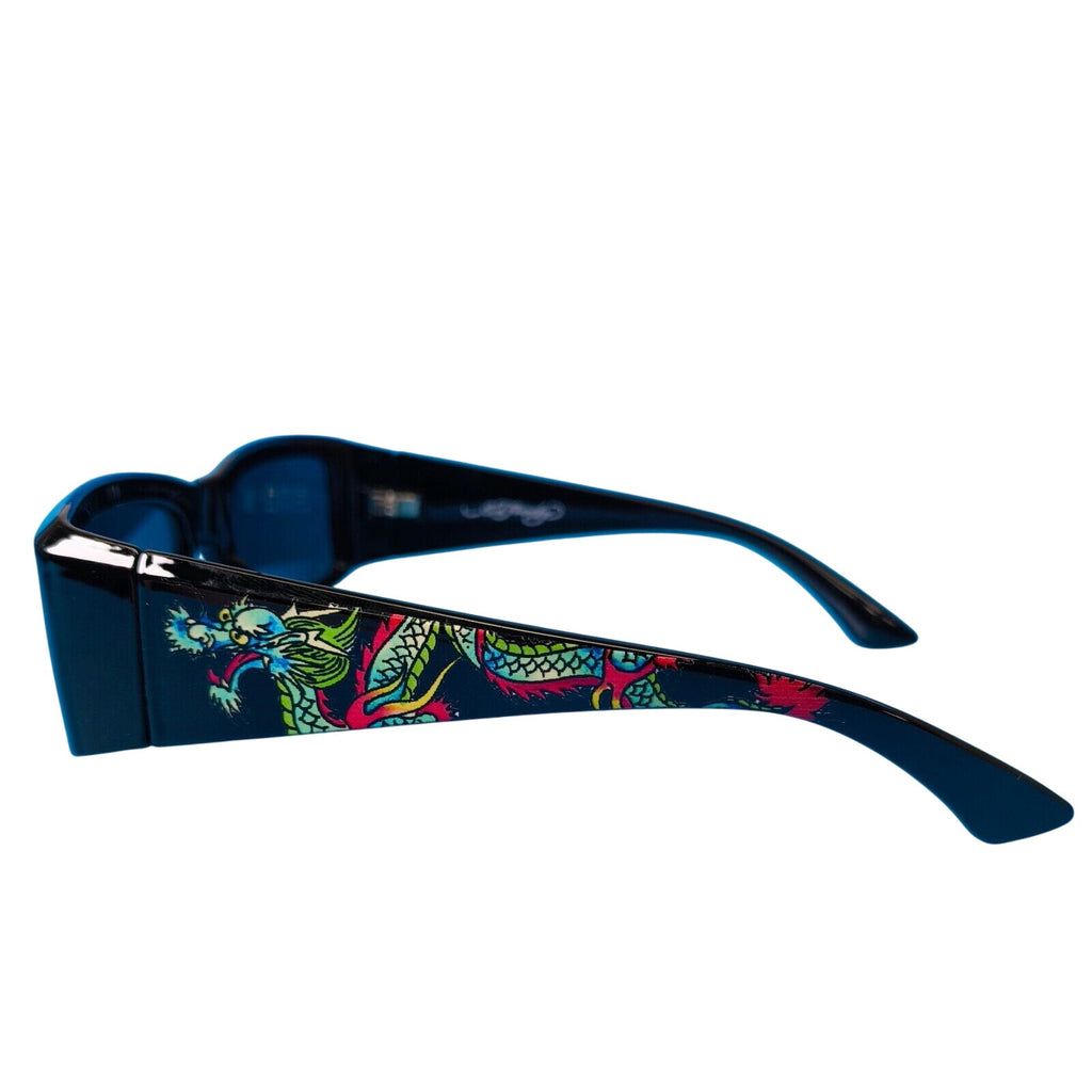 Ed Hardy Sunglasses UV 100% Protective Black w/ Dragon Hokusai