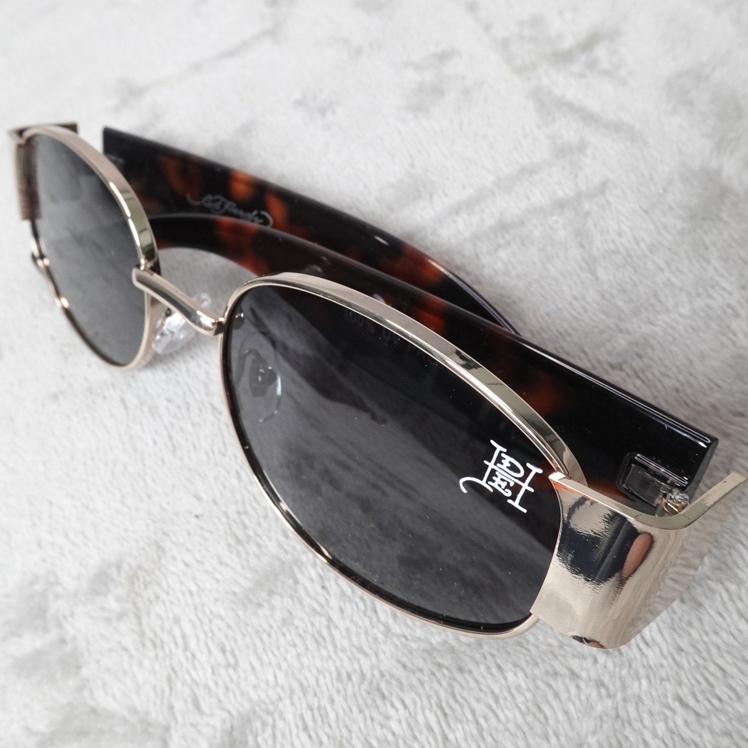 Ed Hardy Dragon House Annunciation Y2K Sunglasses Unisex Brown Tortoise VTG New