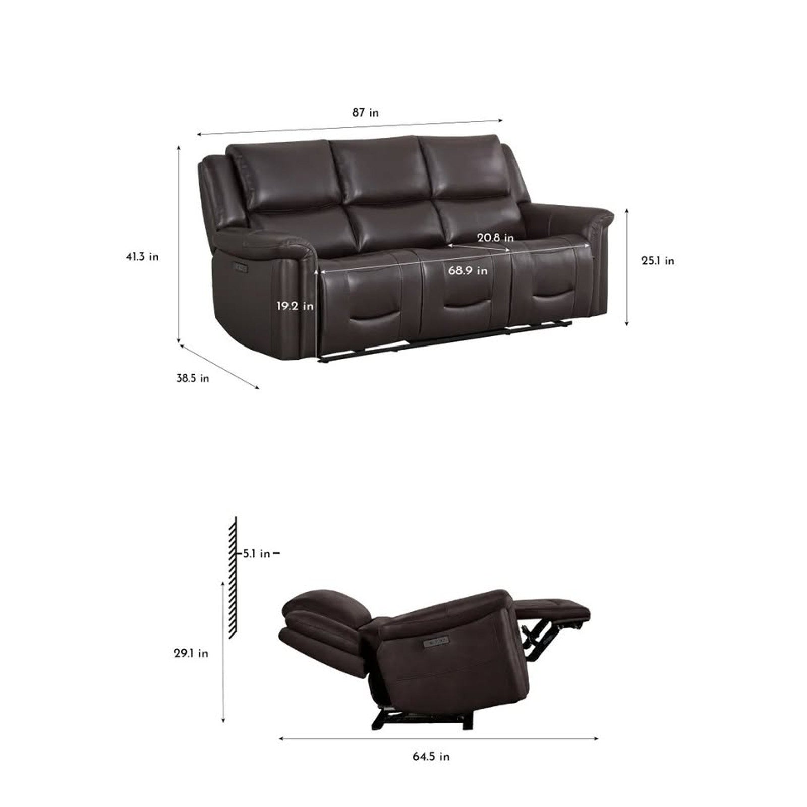 Alba Leather Power Reclining Sofa