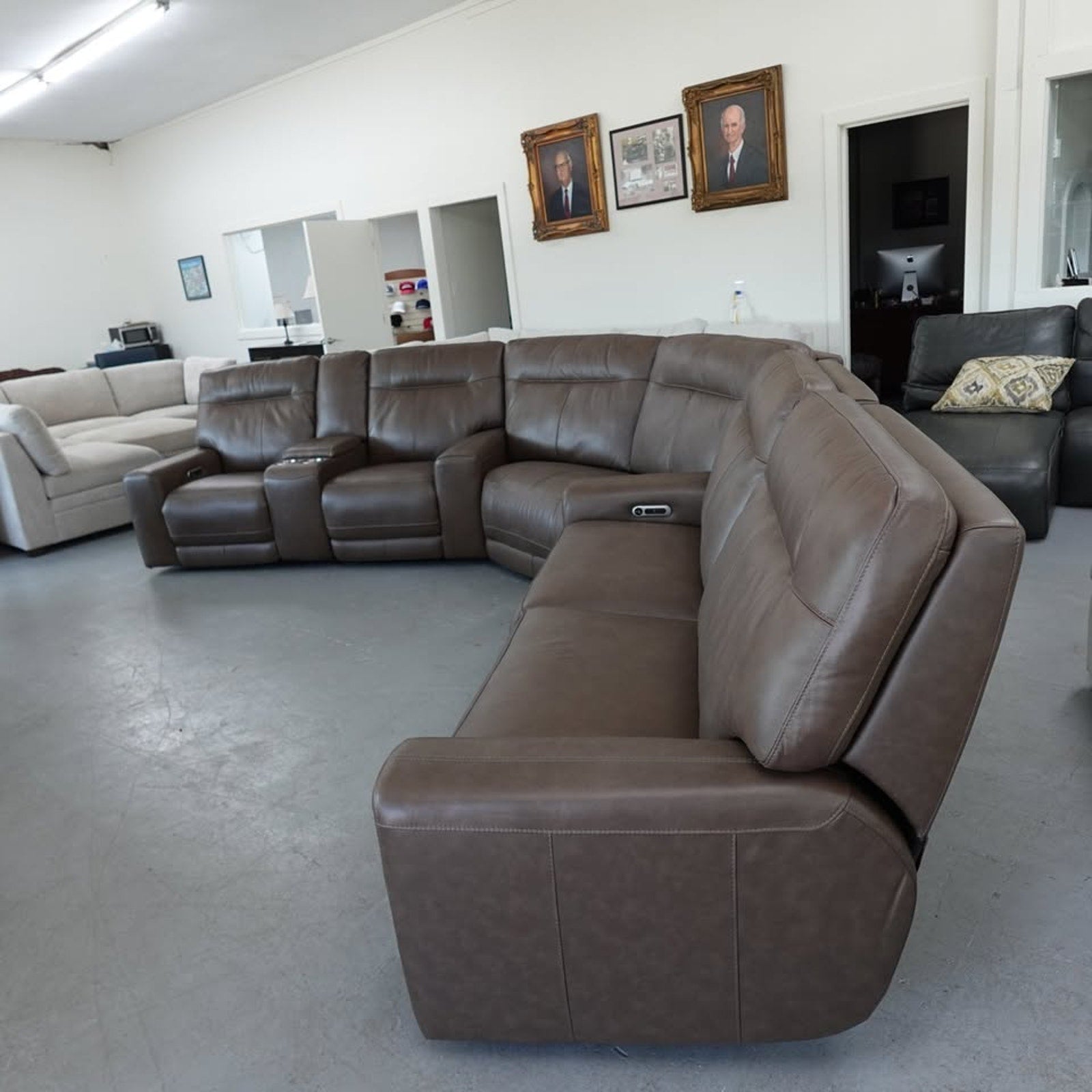 Atlas 3-piece Leather Power Reclining Sectional with Power Headrests