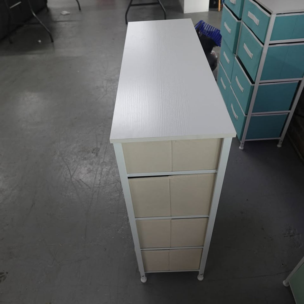 8-Drawer Organizer Cream/White Wood Top Steel Frame