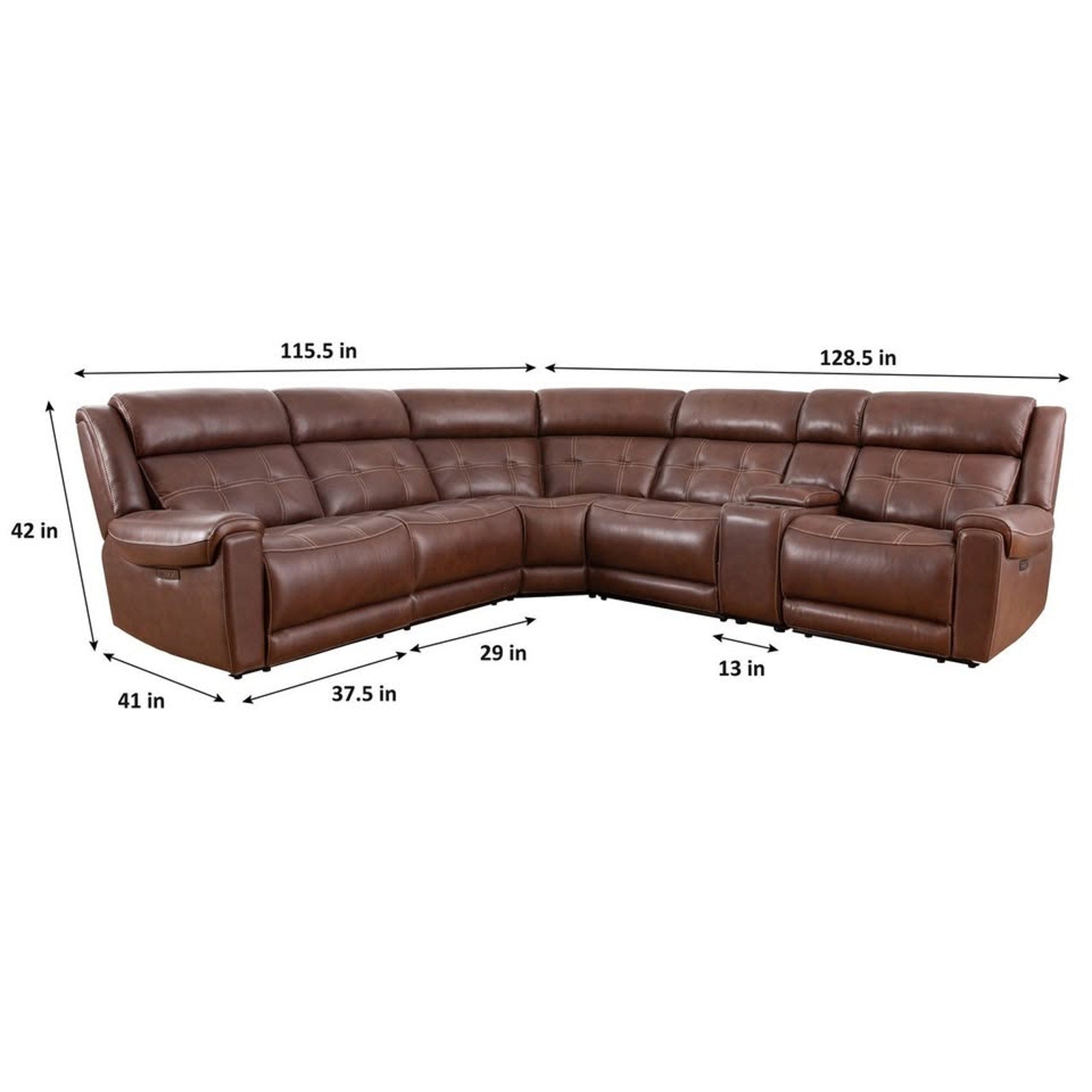 Concord 6-Piece Leather Power Reclining Sectional with Power Headrests
