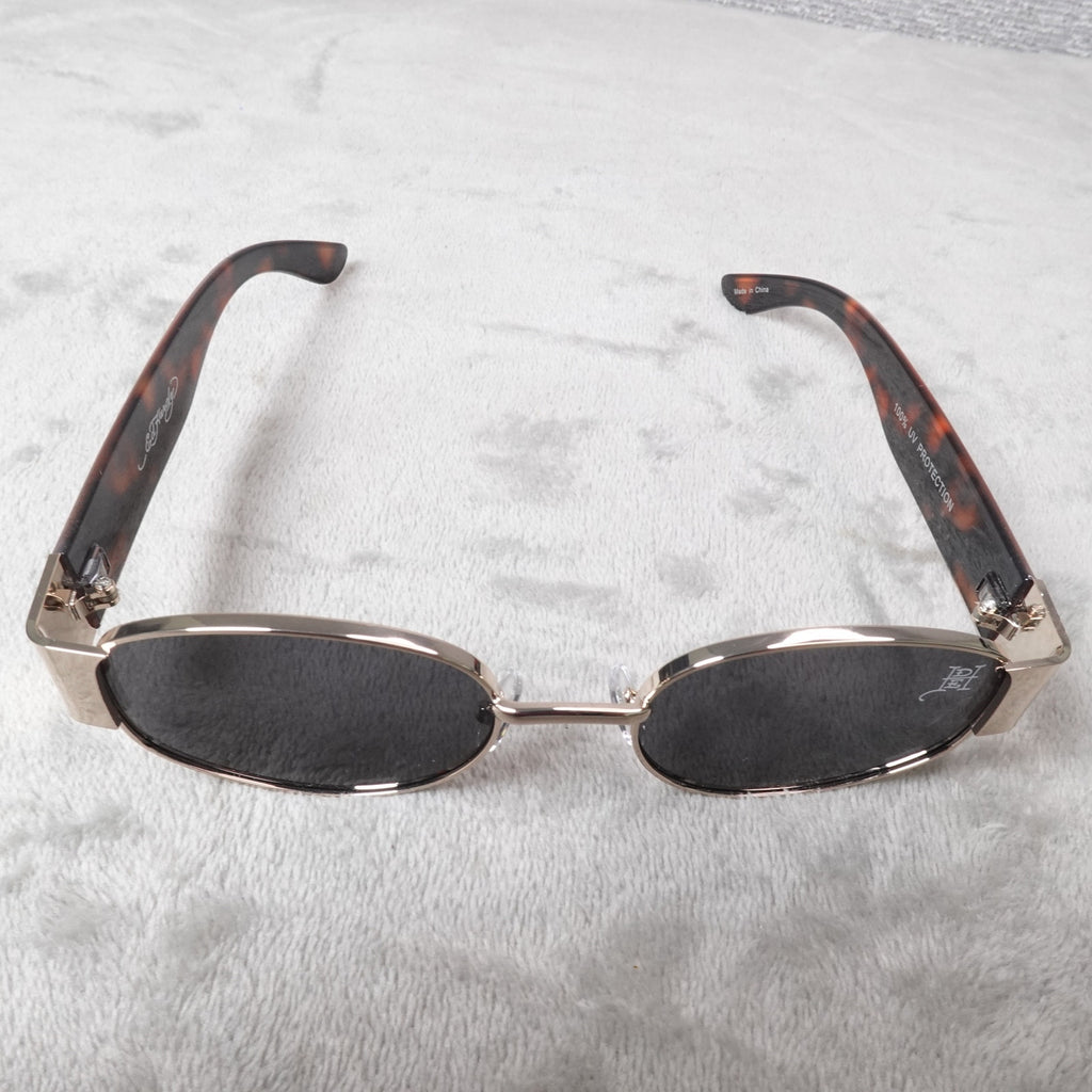 Ed Hardy Dragon House Annunciation Y2K Sunglasses Unisex Brown Tortoise VTG New