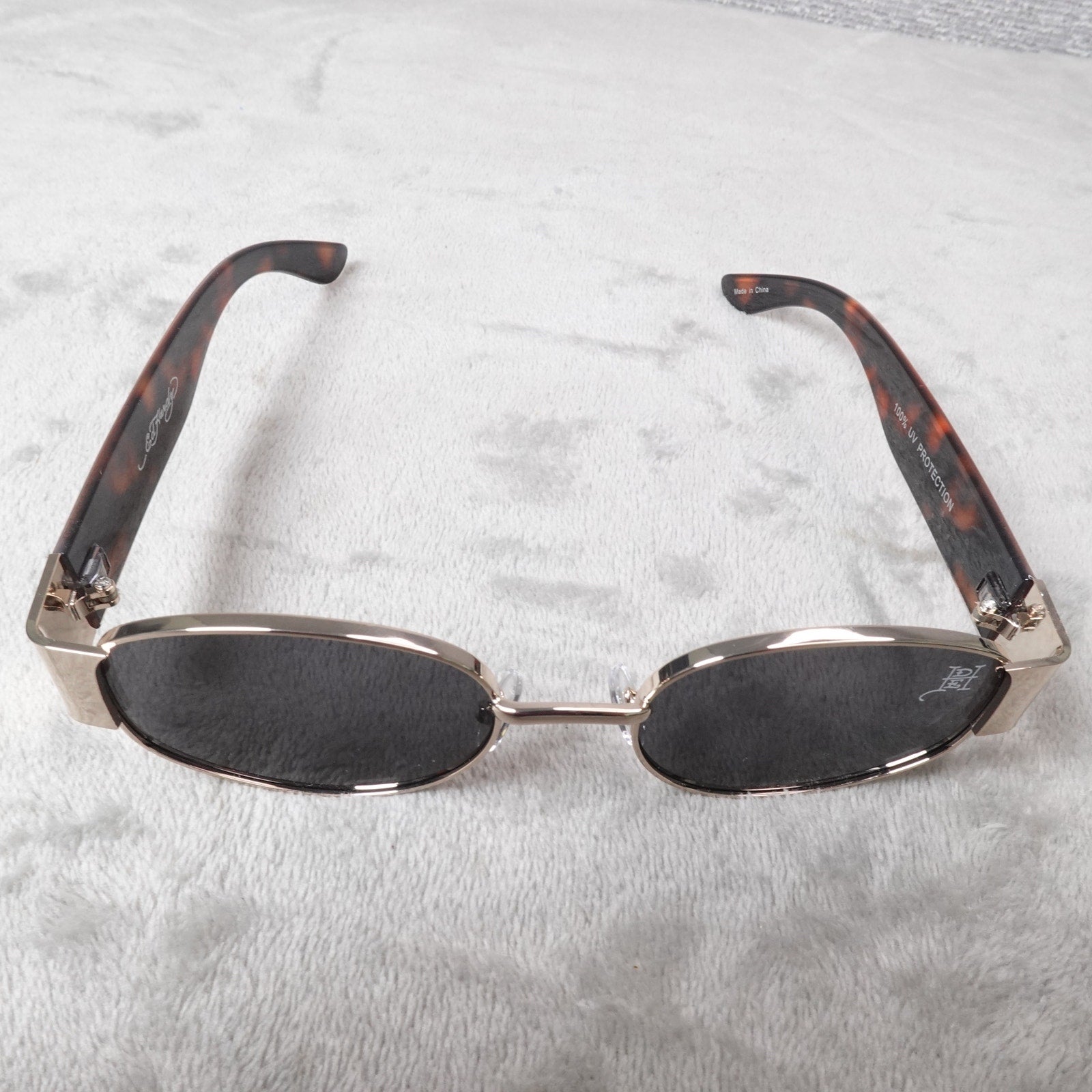 Ed Hardy Dragon House Annunciation Y2K Sunglasses Unisex Brown Tortoise VTG New